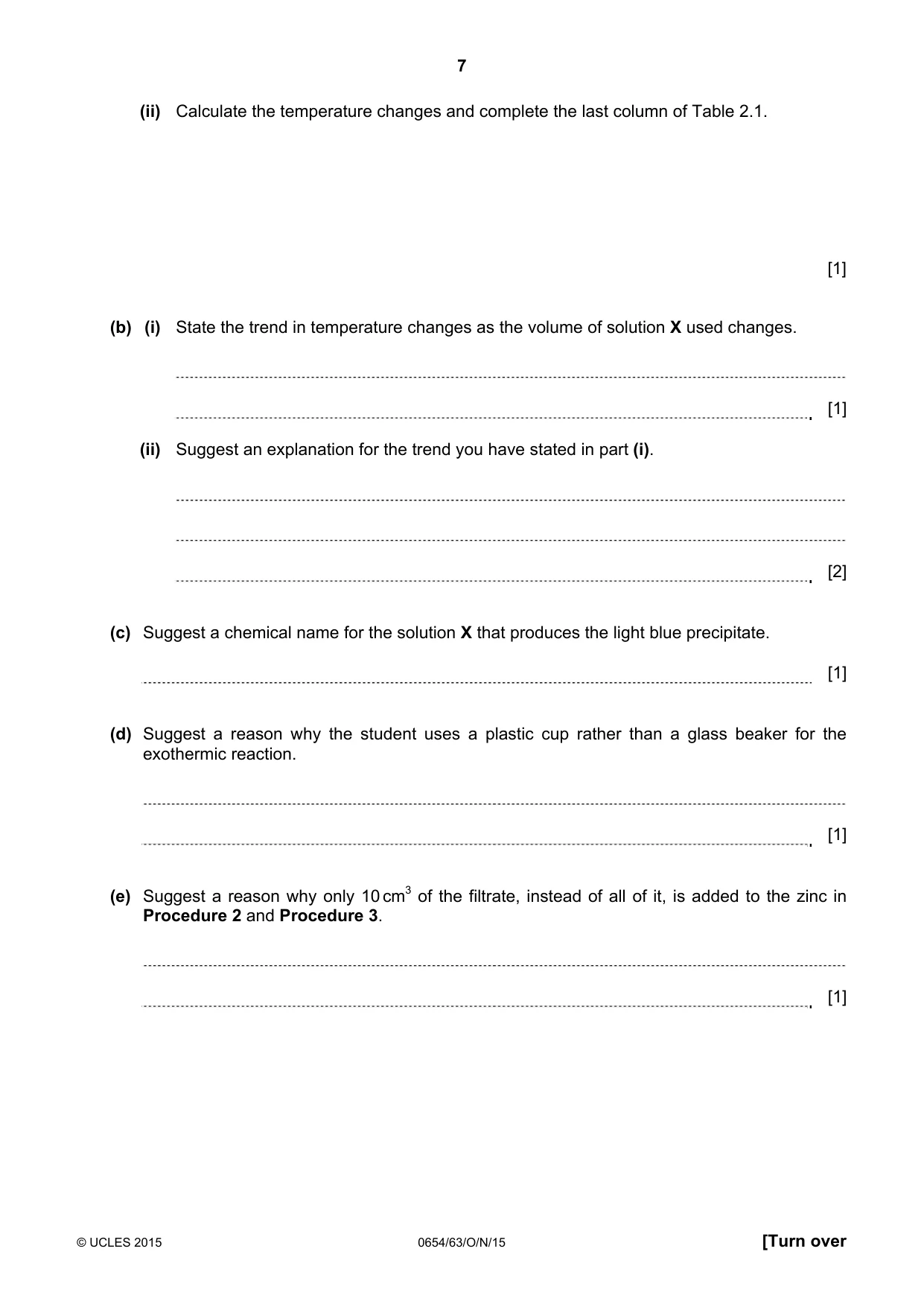 Cambridge IGCSE Sciences - Co-ordinated (Double) 0654 2015 Oct/Nov Paper 6 · Variant 3 question paper, page 7 of 20