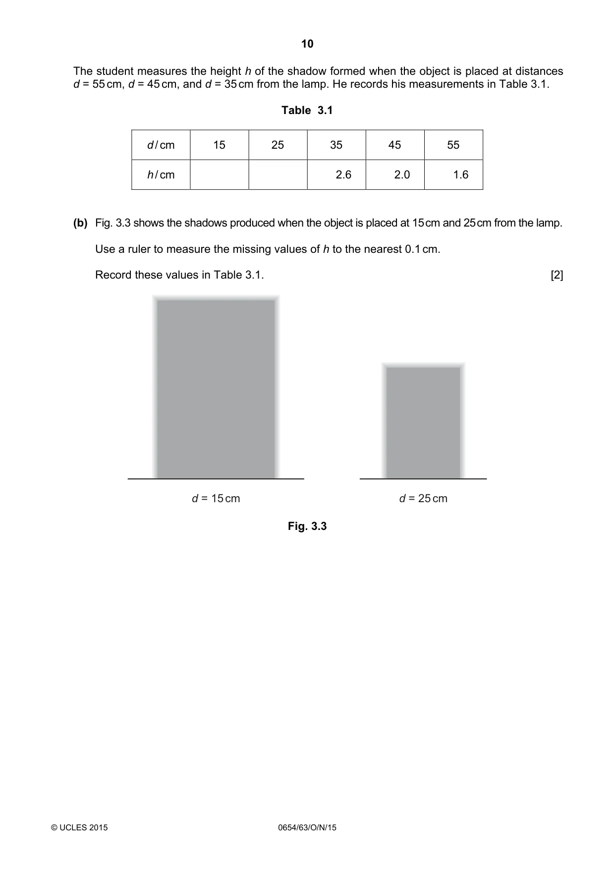 Cambridge IGCSE Sciences - Co-ordinated (Double) 0654 2015 Oct/Nov Paper 6 · Variant 3 question paper, page 10 of 20