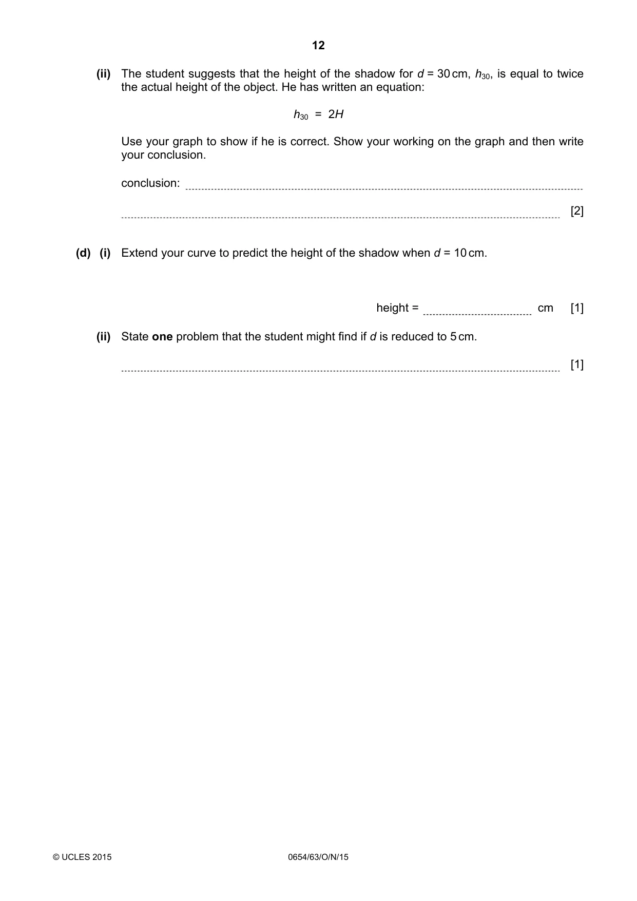 Cambridge IGCSE Sciences - Co-ordinated (Double) 0654 2015 Oct/Nov Paper 6 · Variant 3 question paper, page 12 of 20