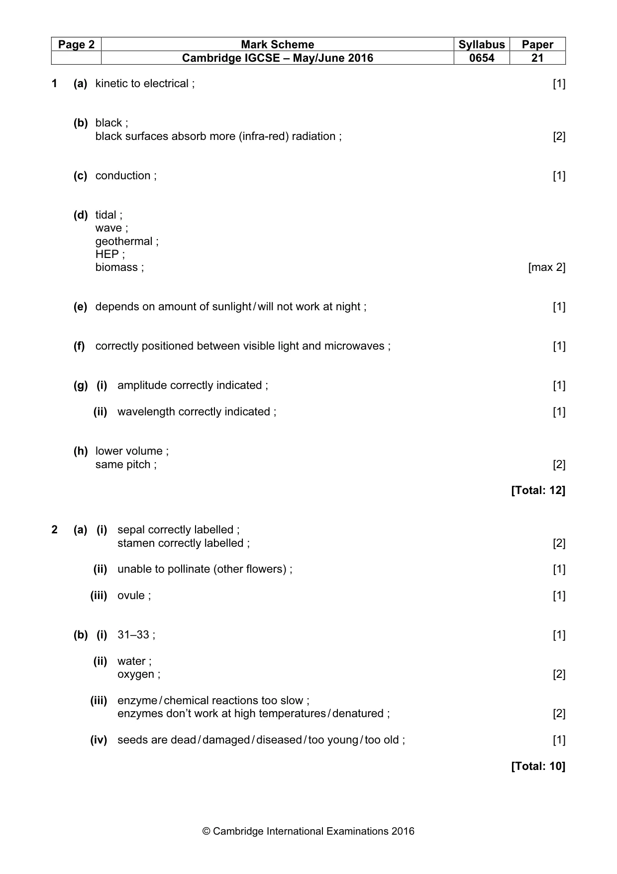 Mark scheme, page 2 of 7