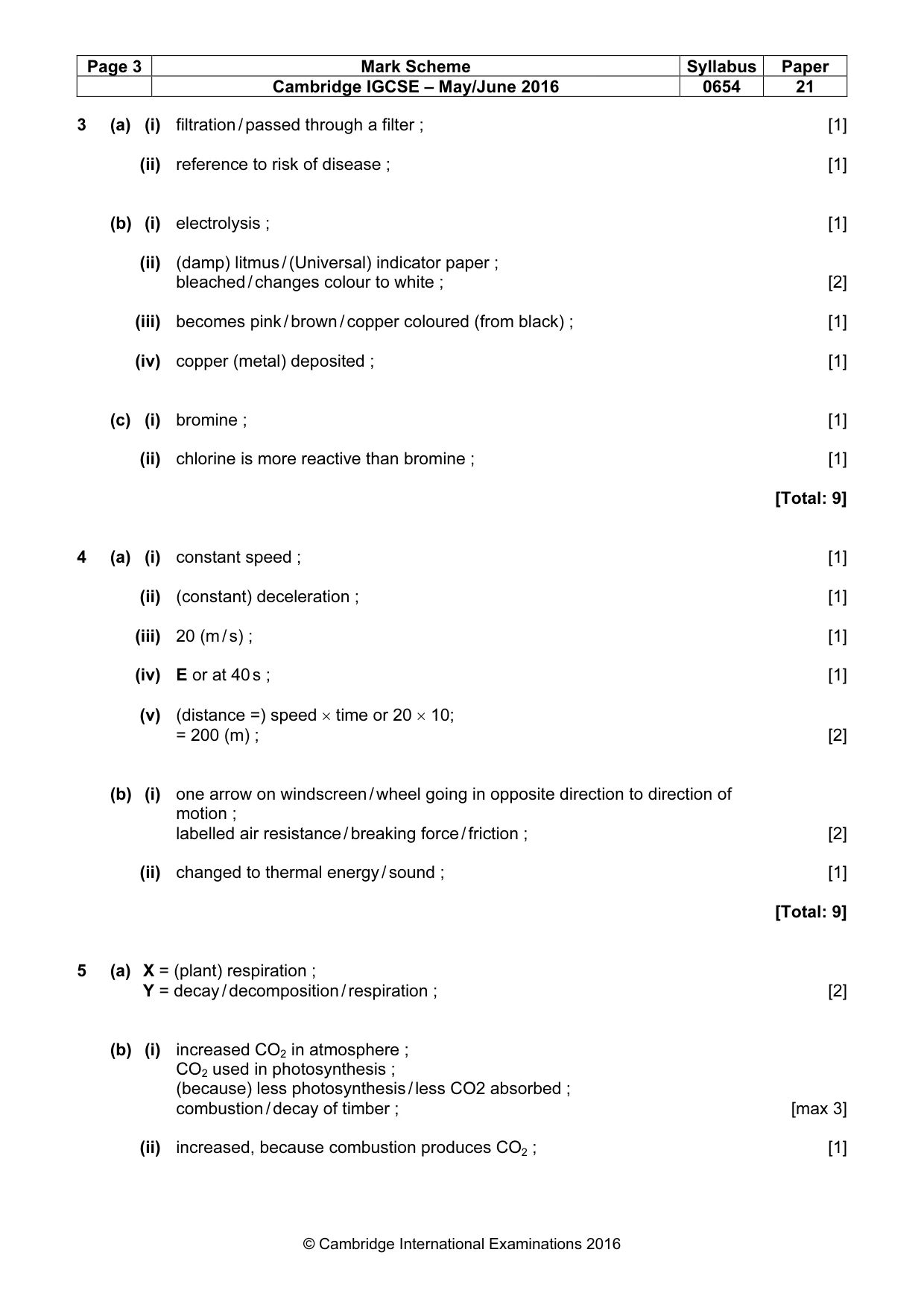 Mark scheme, page 3 of 7