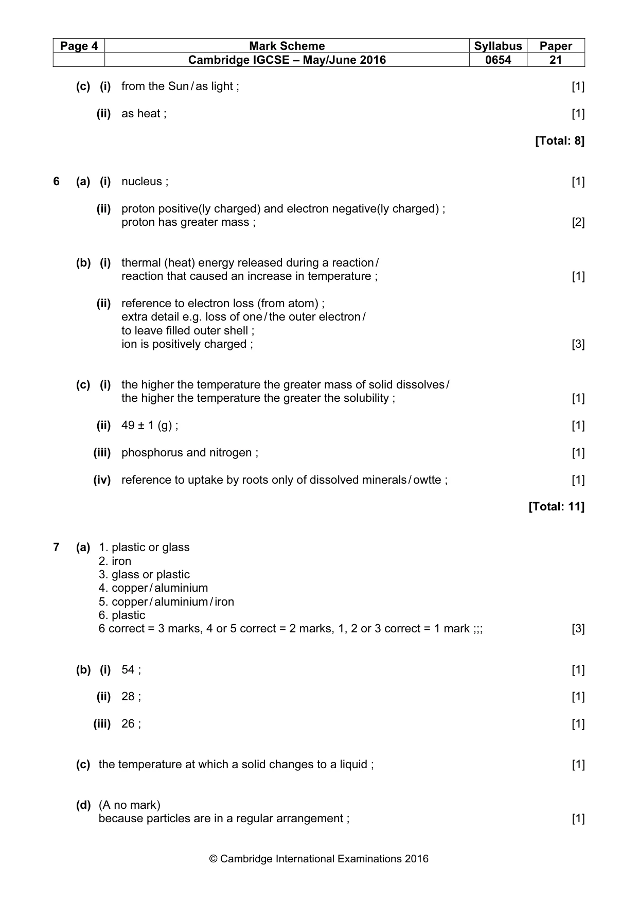 Mark scheme, page 4 of 7