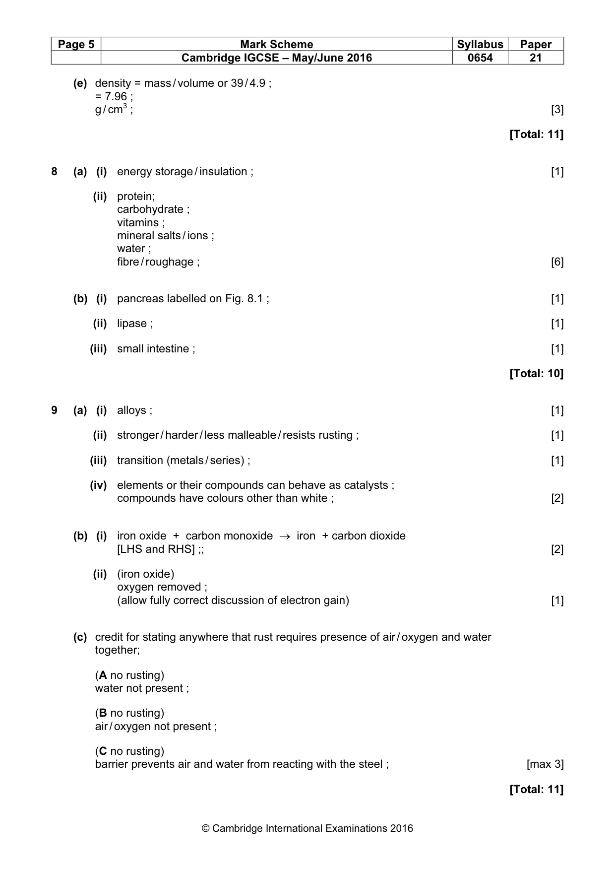 Mark scheme, page 5 of 7