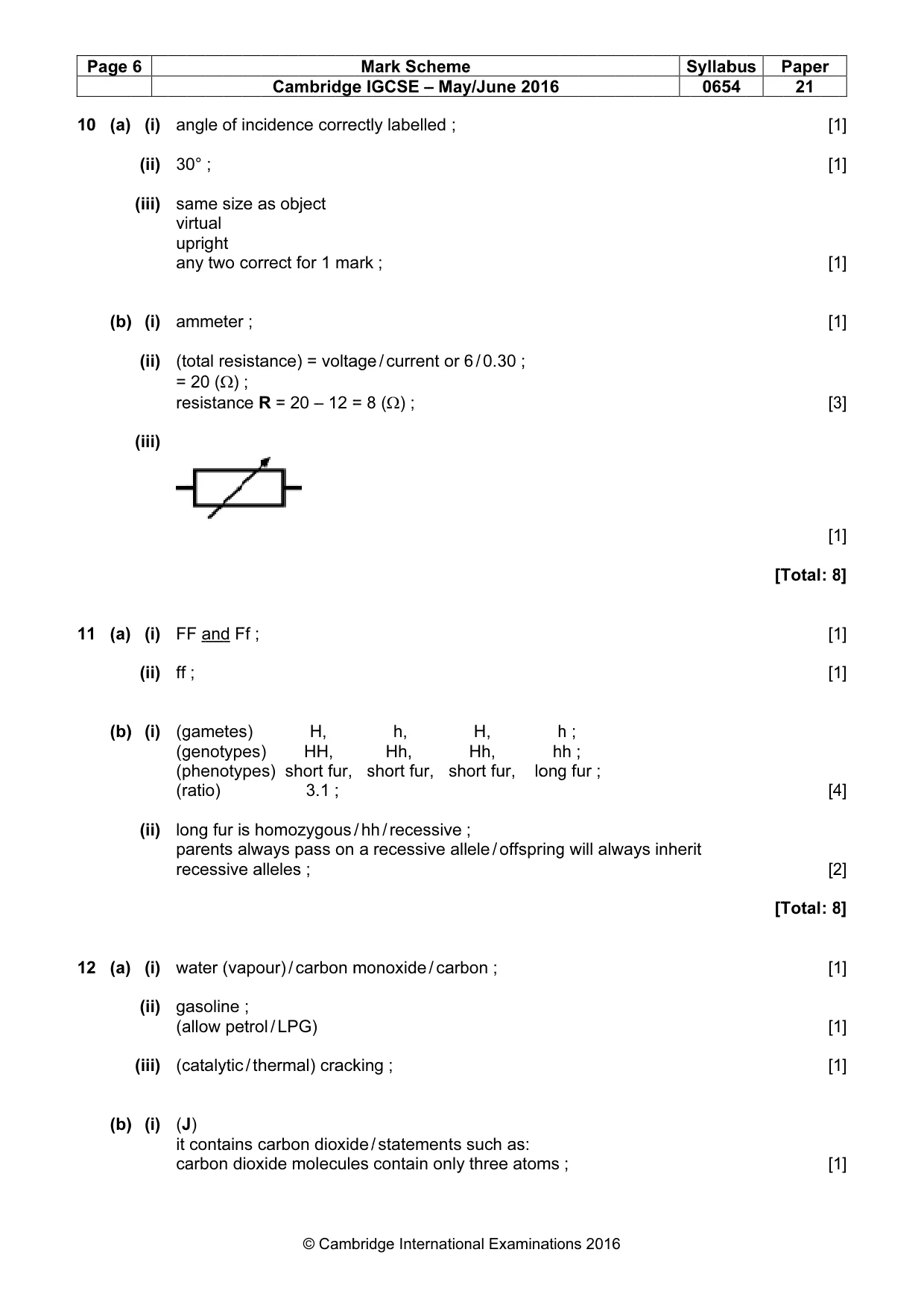Mark scheme, page 6 of 7
