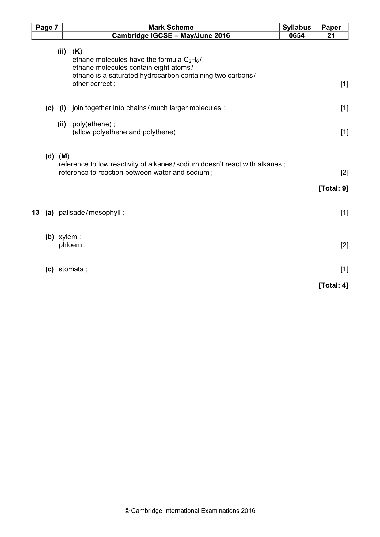 Mark scheme, page 7 of 7