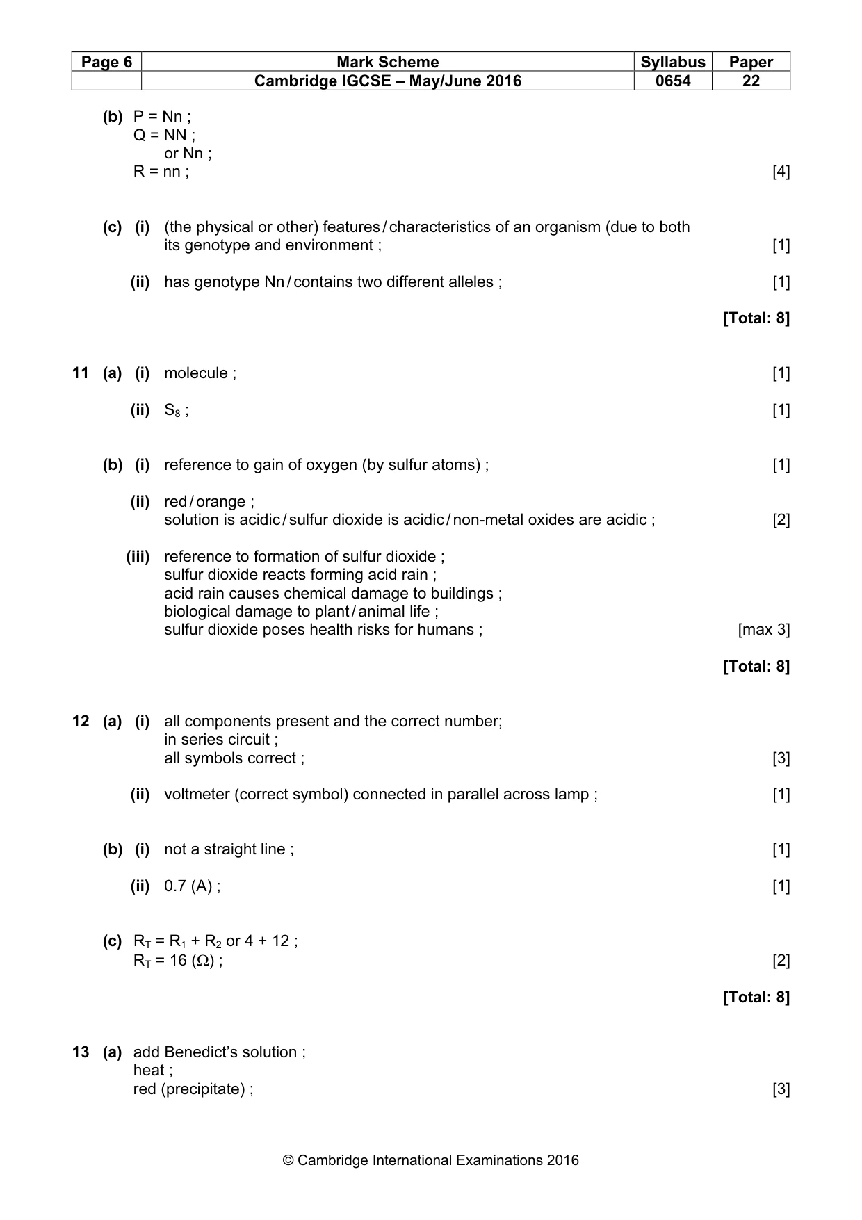 Mark scheme, page 6 of 7