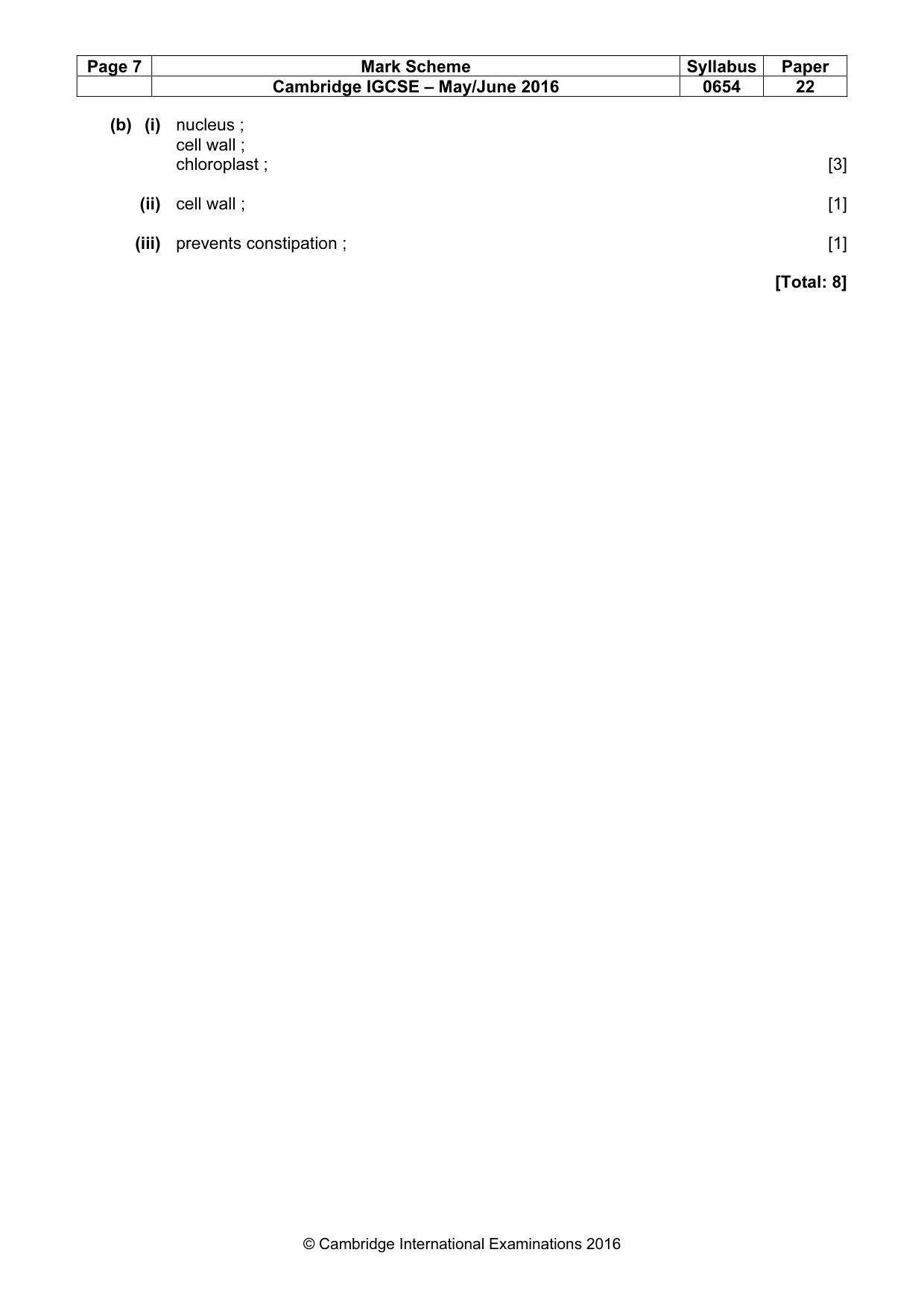 Mark scheme, page 7 of 7