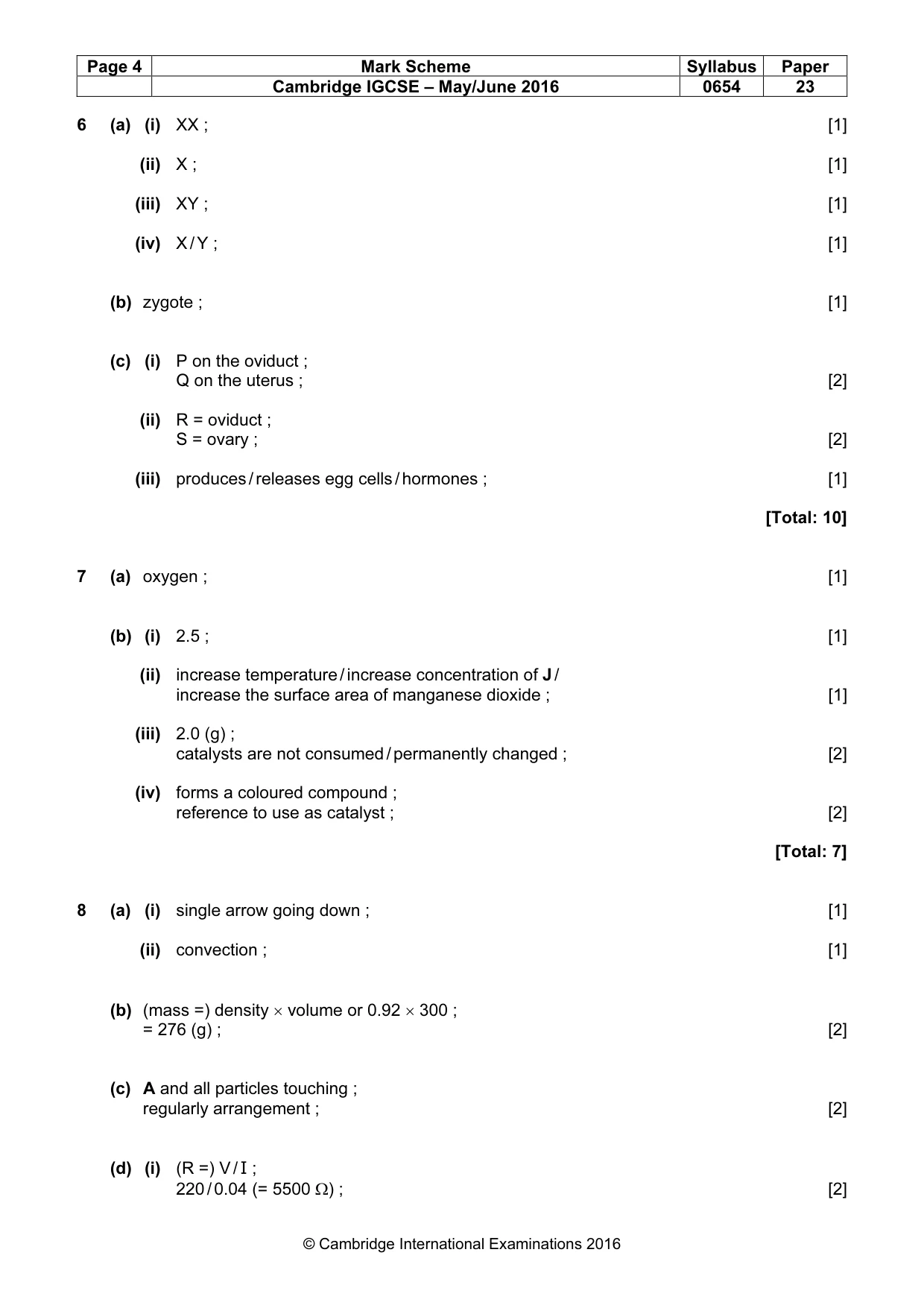 Mark scheme, page 4 of 7
