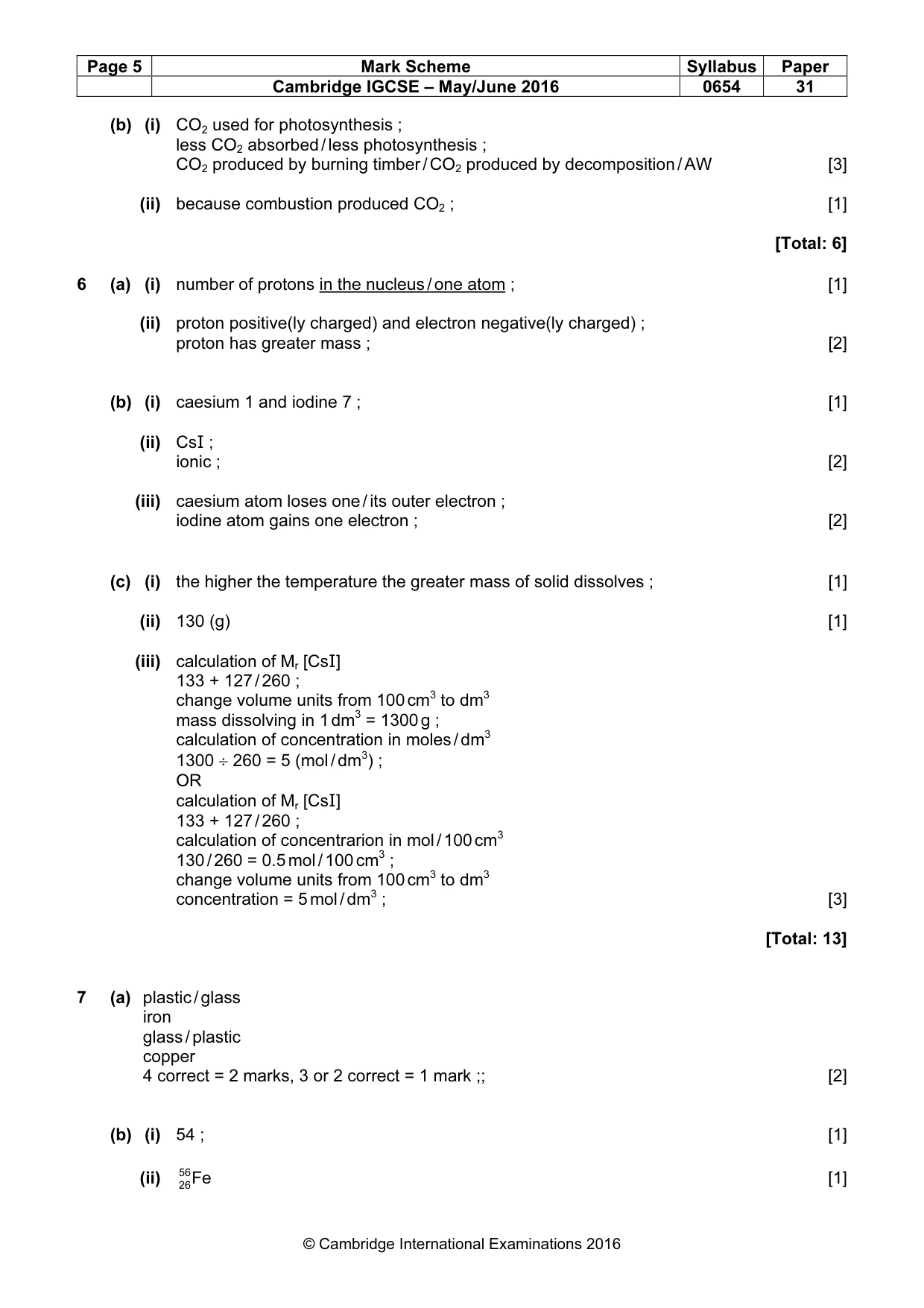 Mark scheme, page 5 of 8