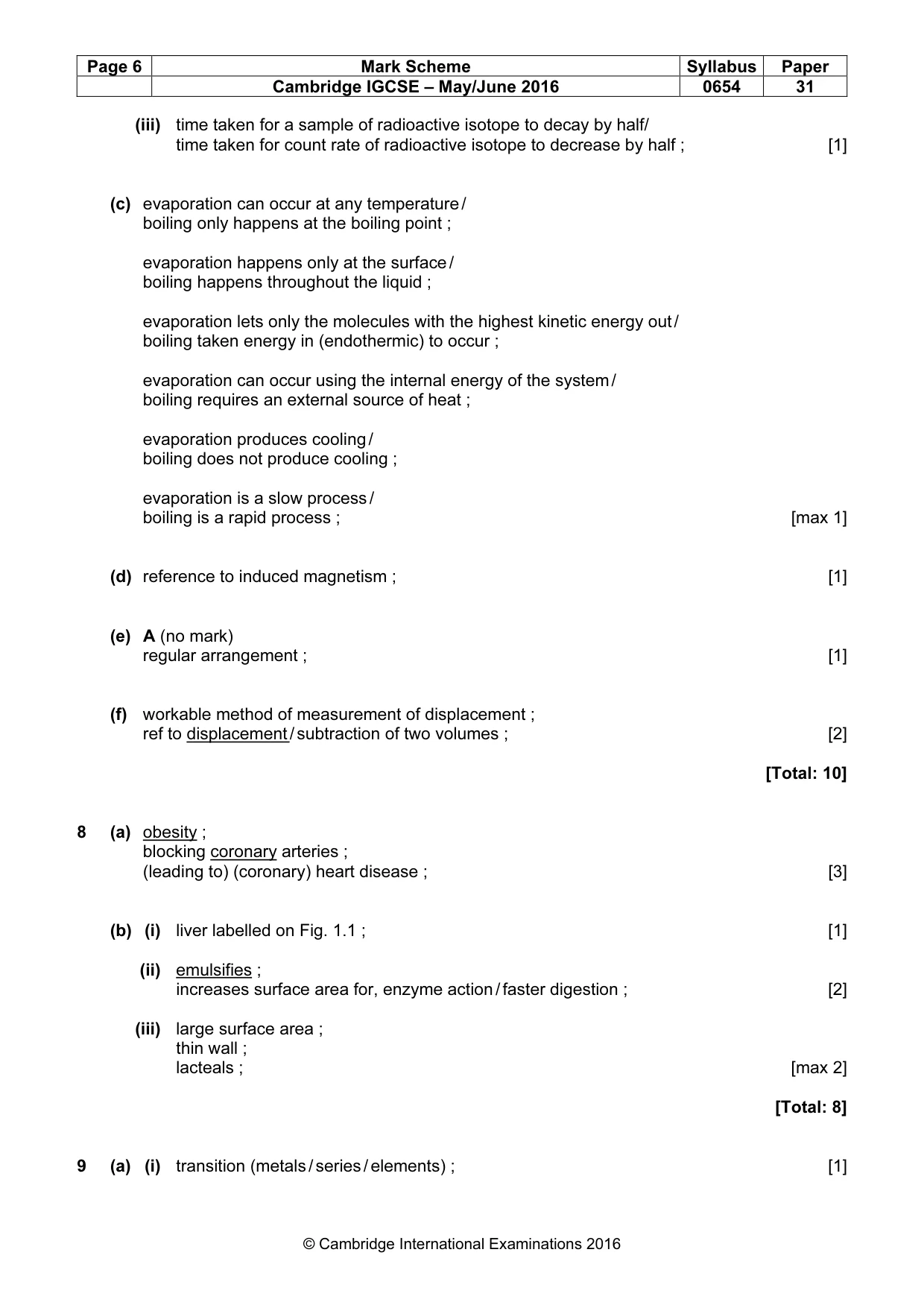 Mark scheme, page 6 of 8