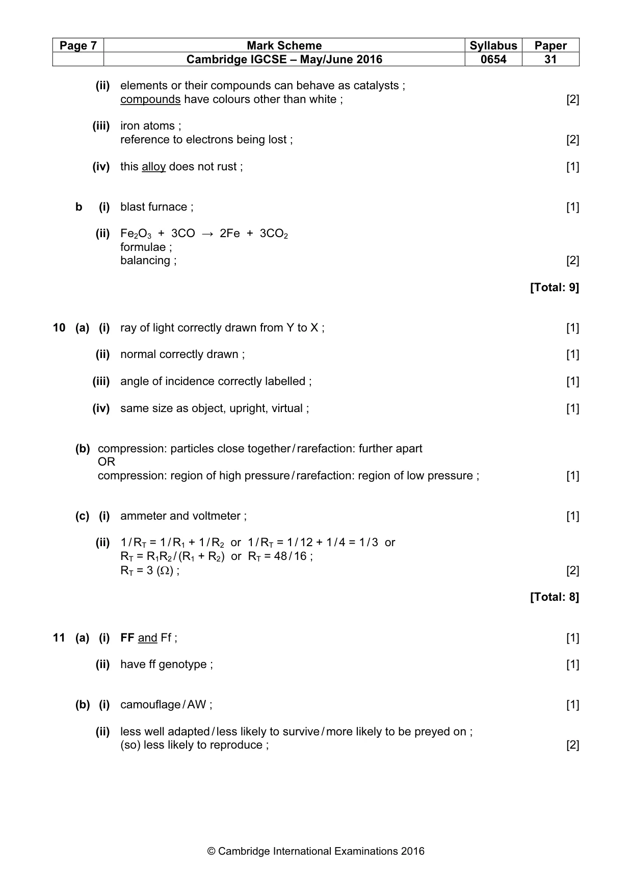 Mark scheme, page 7 of 8