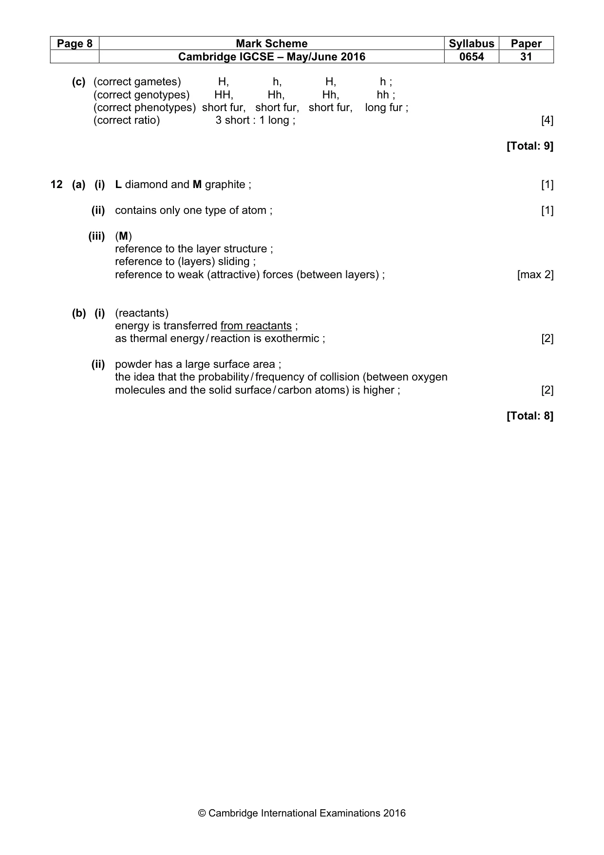 Mark scheme, page 8 of 8