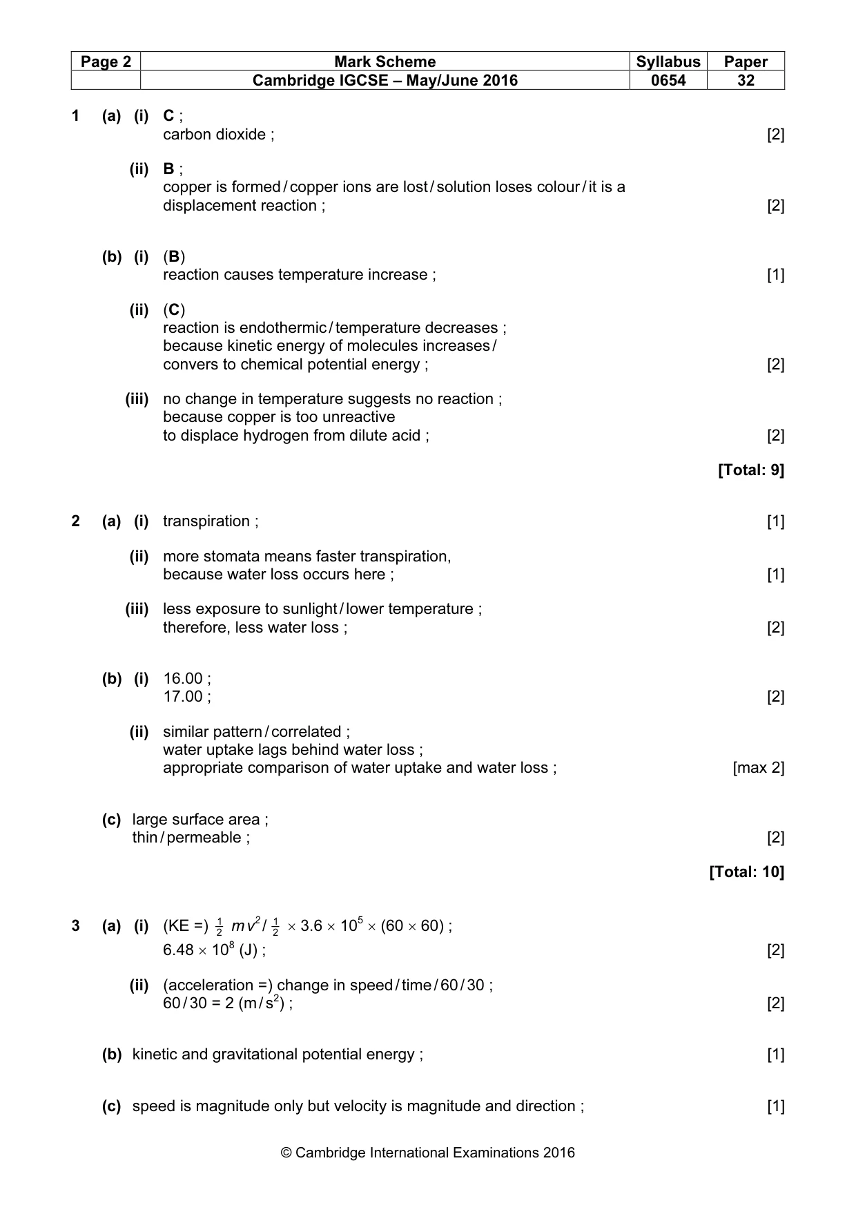 Mark scheme, page 2 of 7
