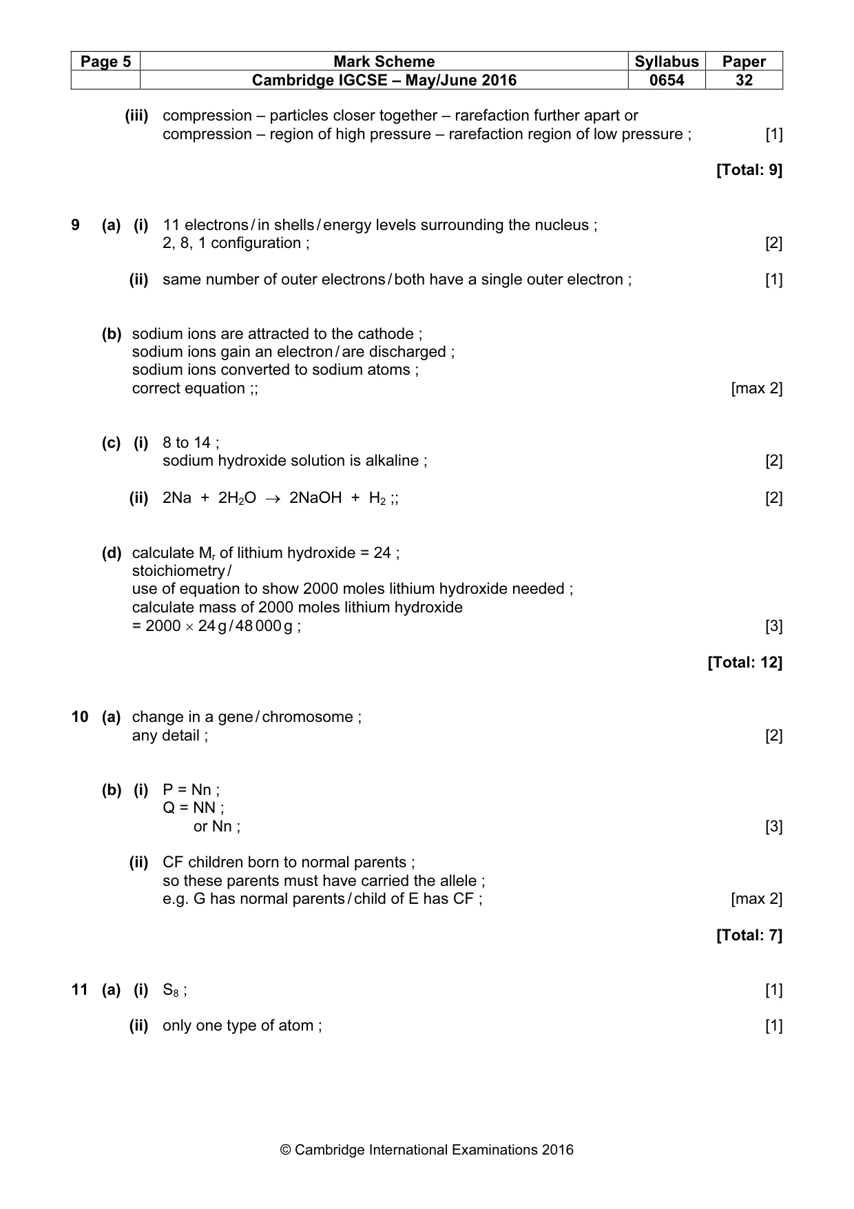 Mark scheme, page 5 of 7