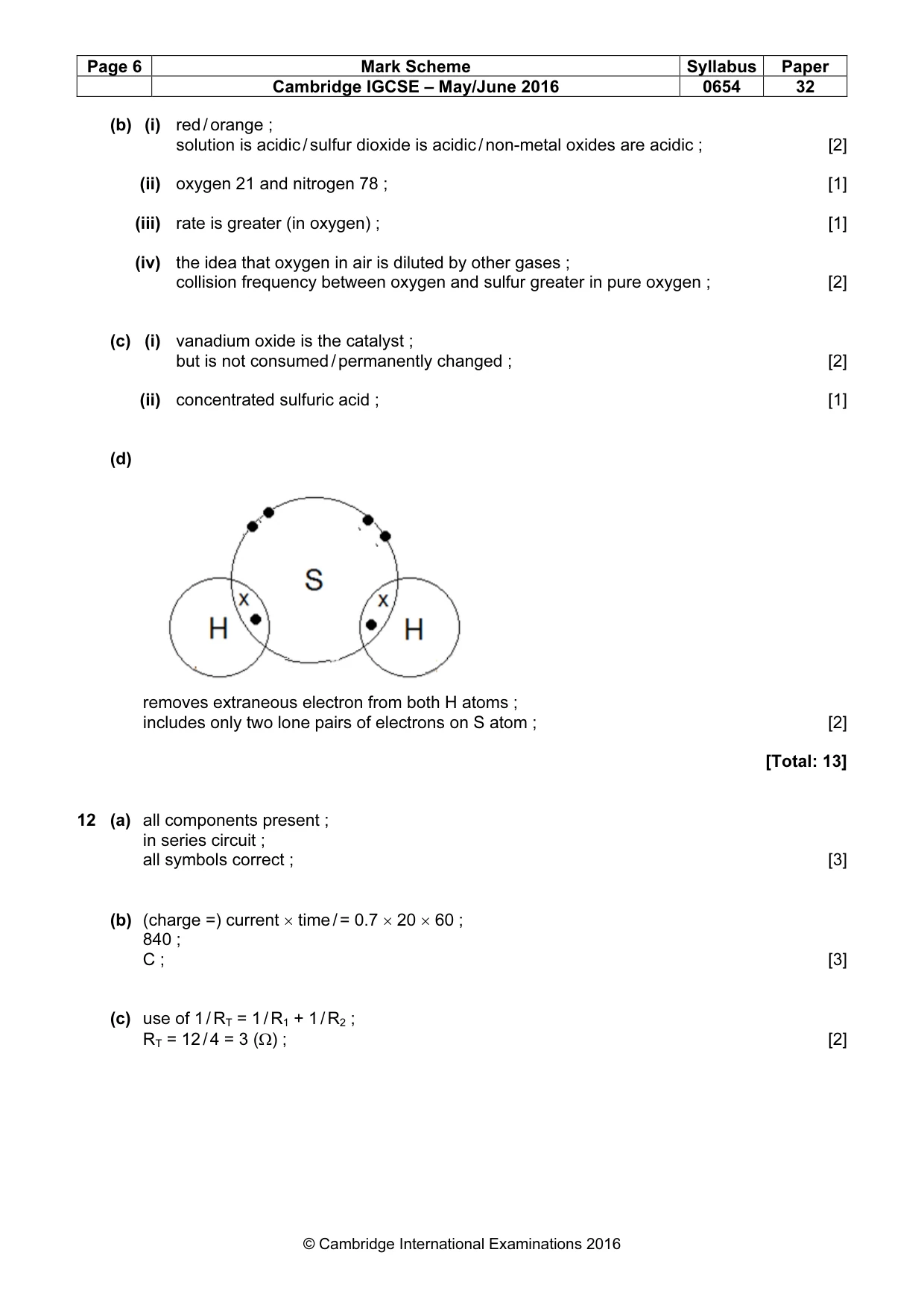 Mark scheme, page 6 of 7