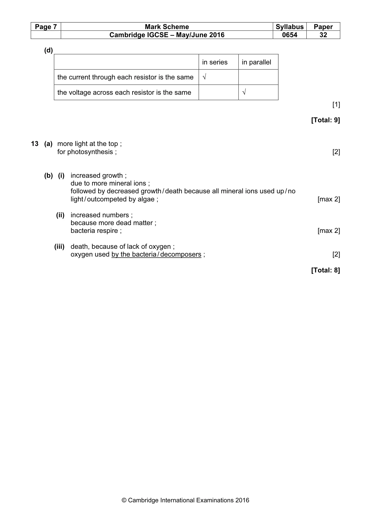 Mark scheme, page 7 of 7