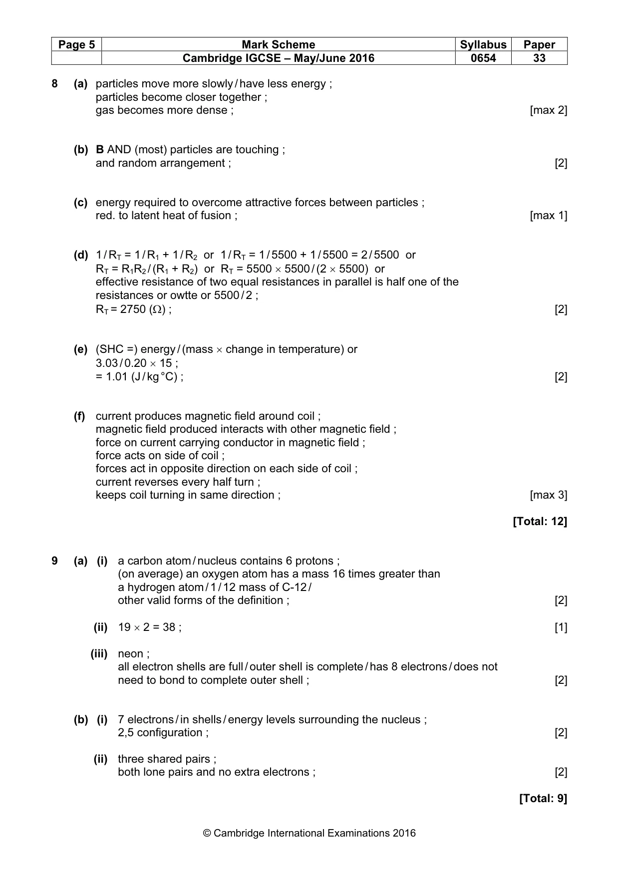 Mark scheme, page 5 of 7