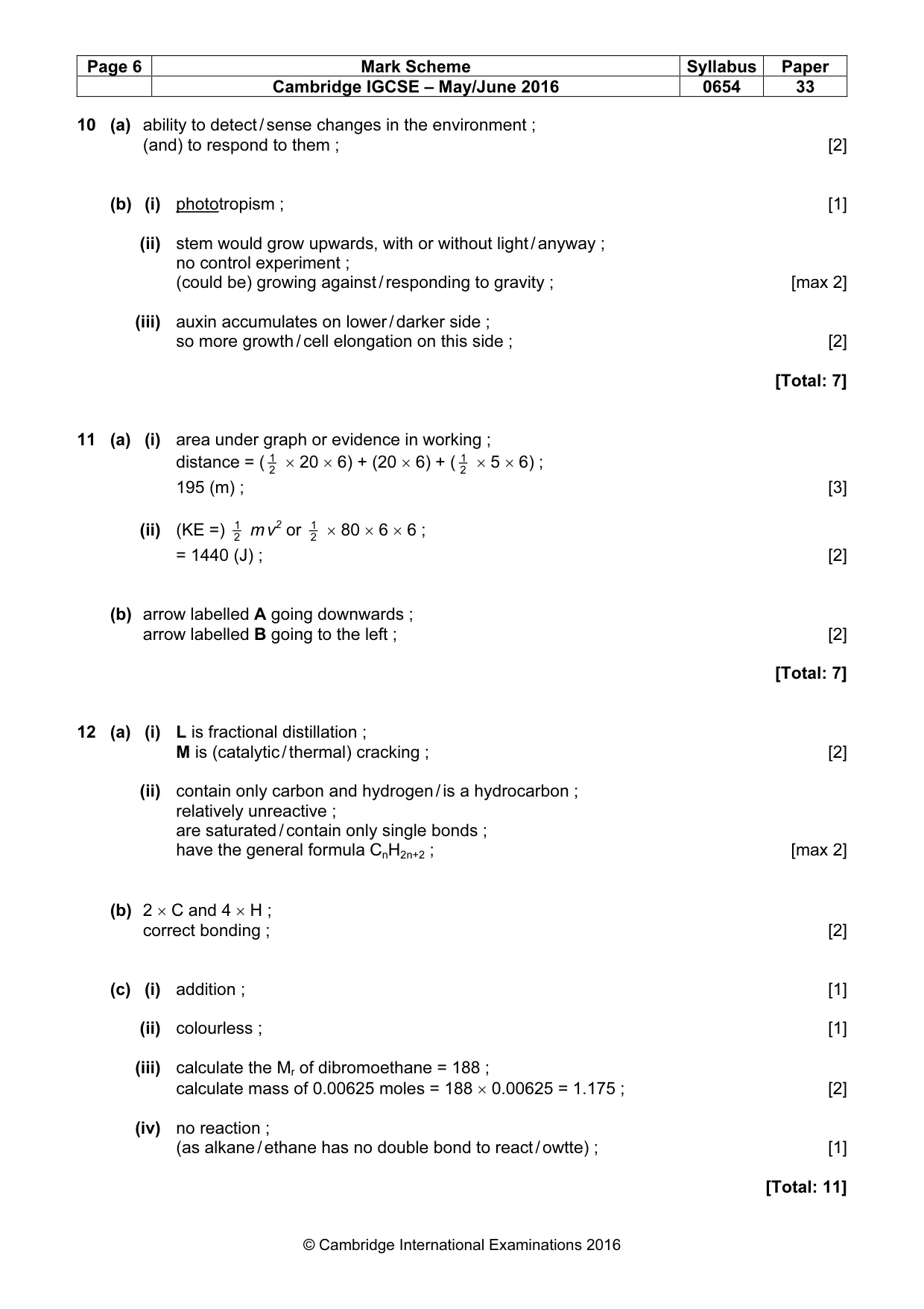 Mark scheme, page 6 of 7