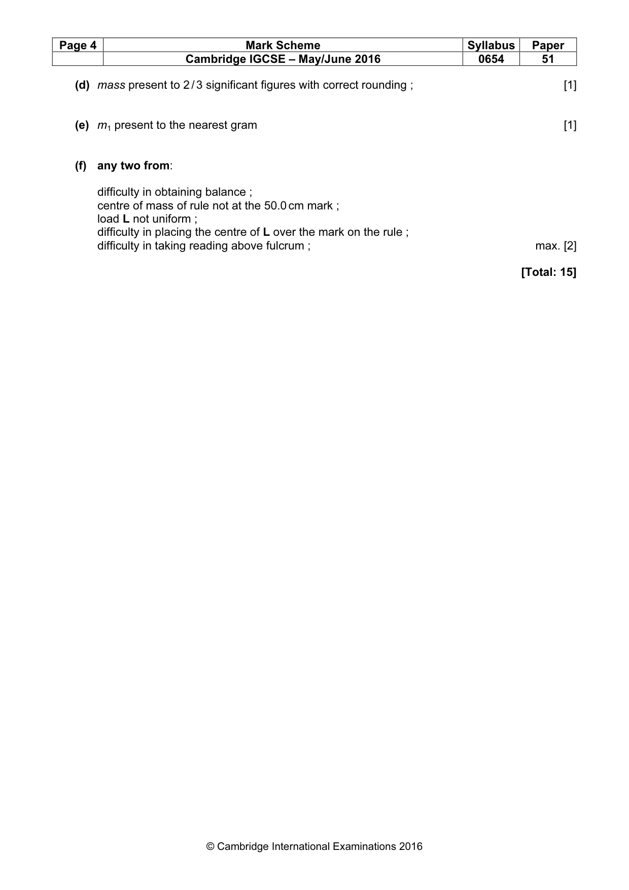 Mark scheme, page 4 of 4