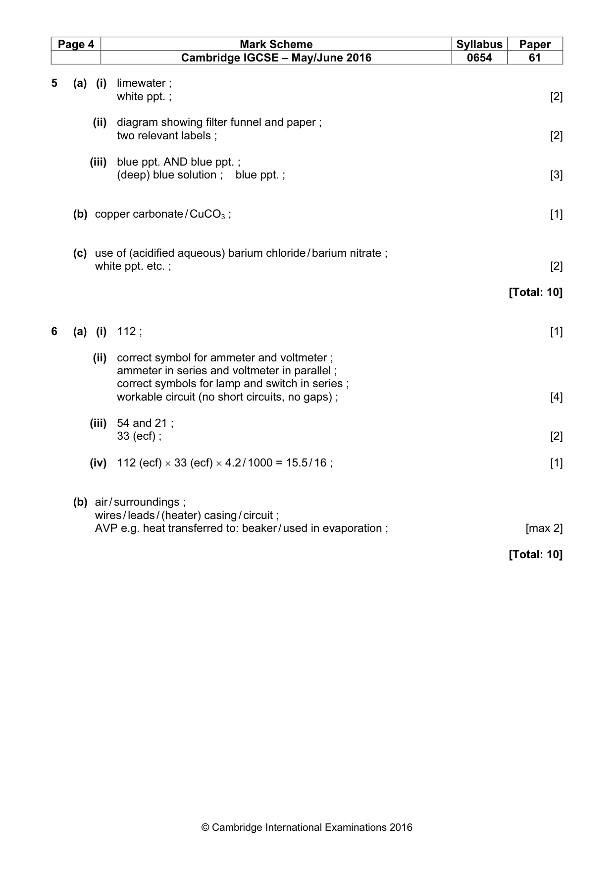 Mark scheme, page 4 of 4
