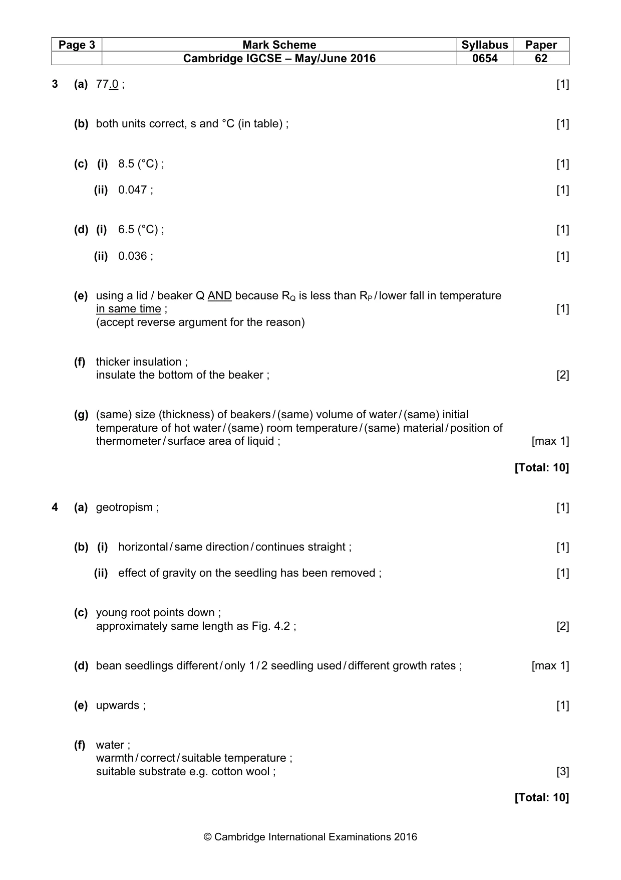 Mark scheme, page 3 of 4