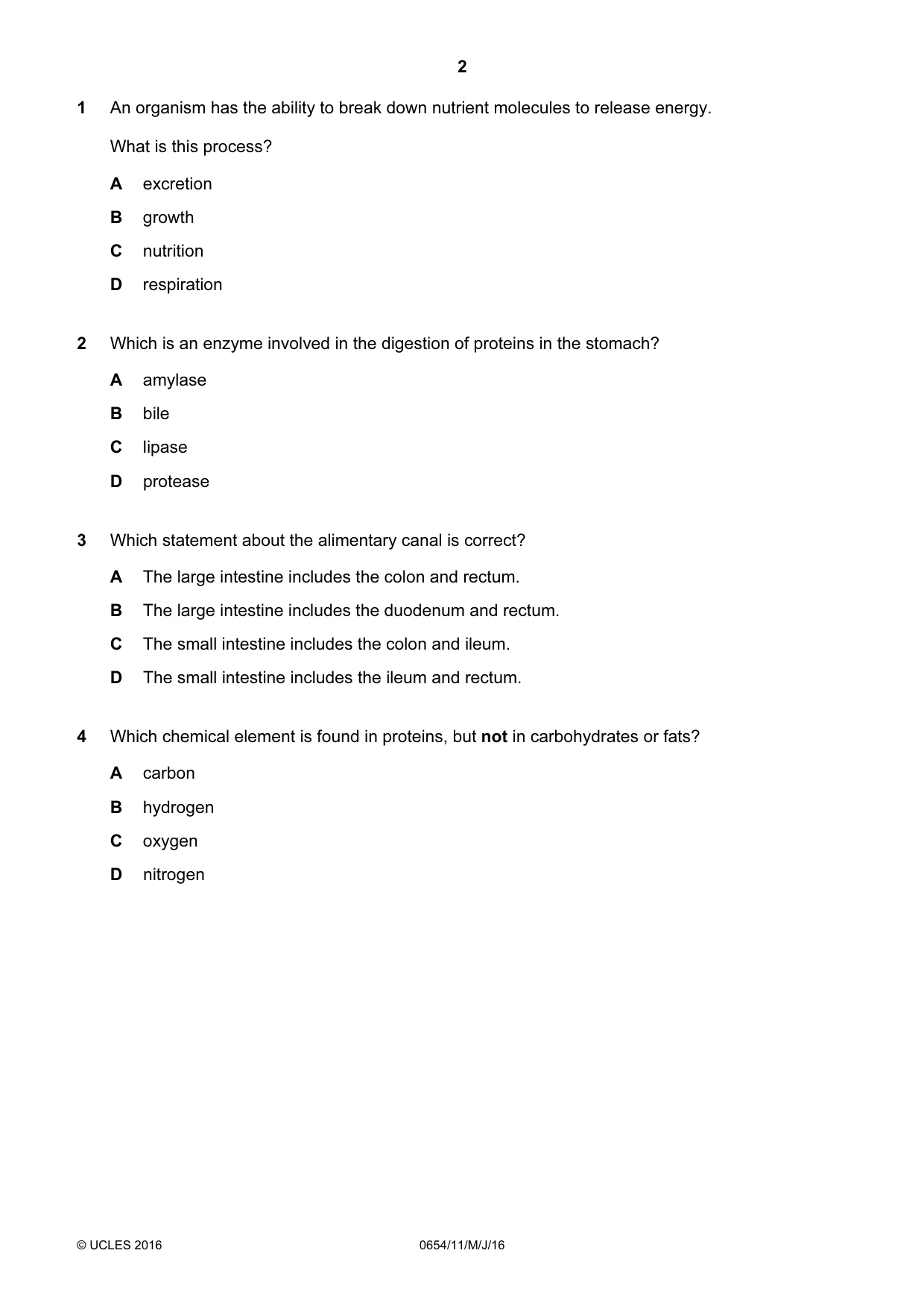 Cambridge IGCSE Sciences - Co-ordinated (Double) 0654 2016 May/June Paper 1 · Variant 1 question paper, page 2 of 20