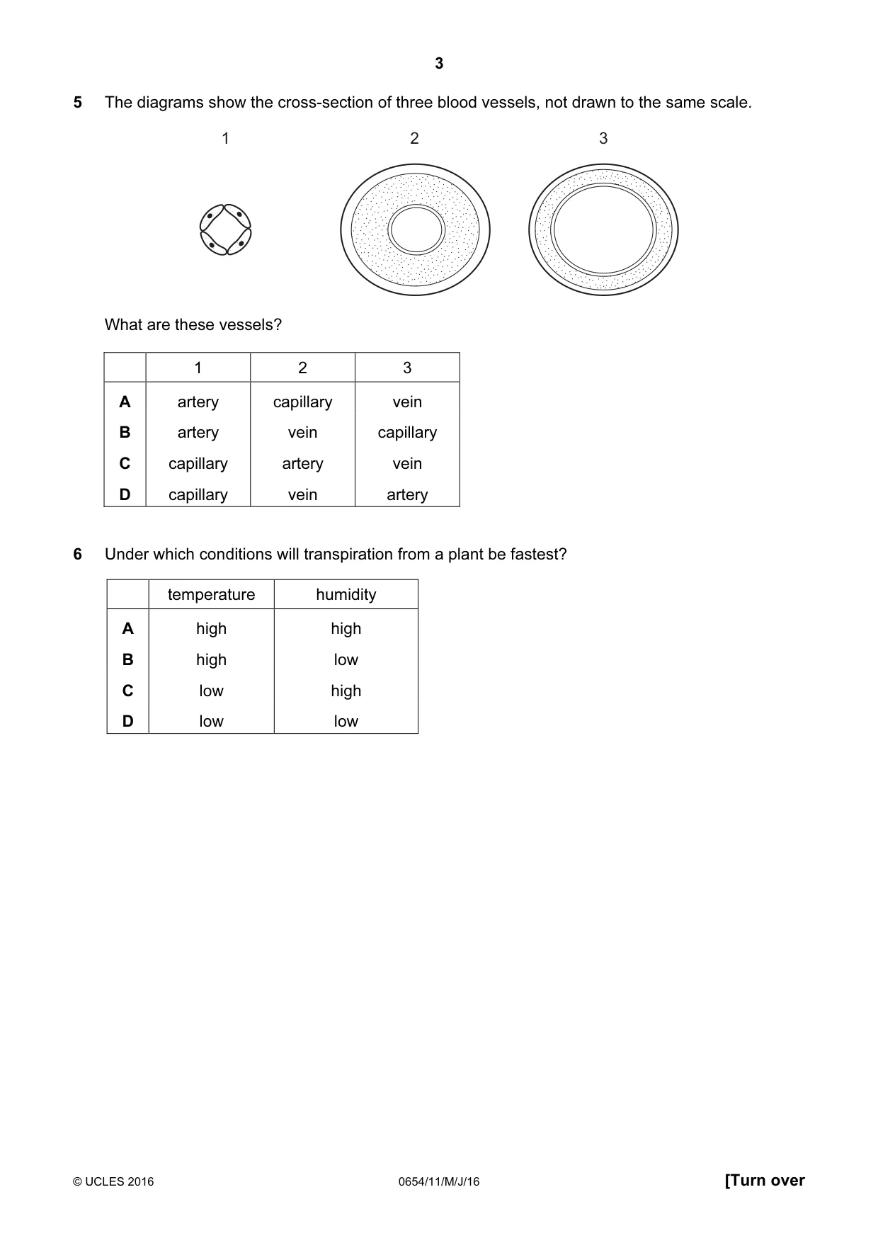 Cambridge IGCSE Sciences - Co-ordinated (Double) 0654 2016 May/June Paper 1 · Variant 1 question paper, page 3 of 20