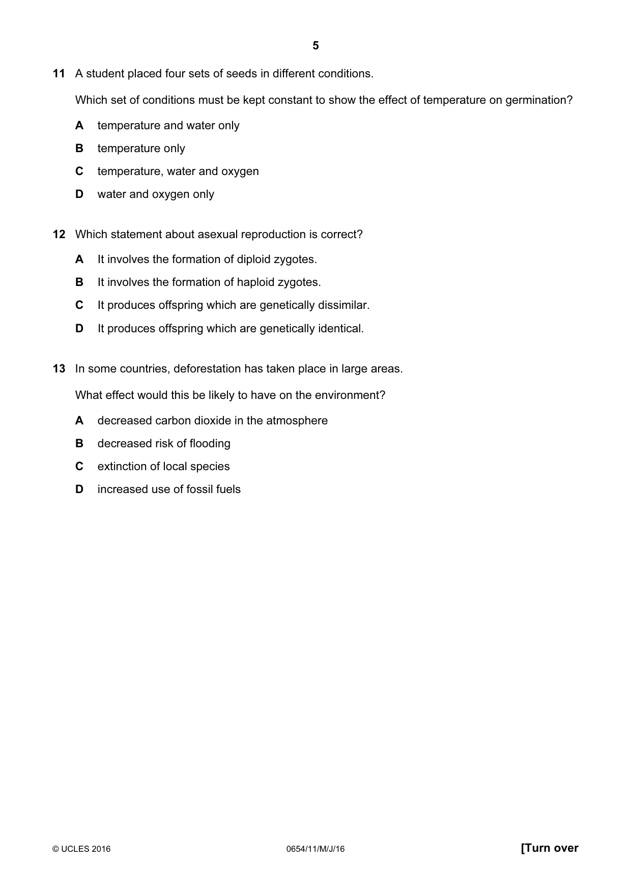 Cambridge IGCSE Sciences - Co-ordinated (Double) 0654 2016 May/June Paper 1 · Variant 1 question paper, page 5 of 20