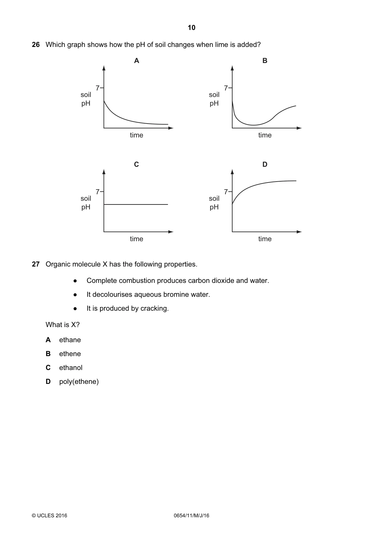 Cambridge IGCSE Sciences - Co-ordinated (Double) 0654 2016 May/June Paper 1 · Variant 1 question paper, page 10 of 20