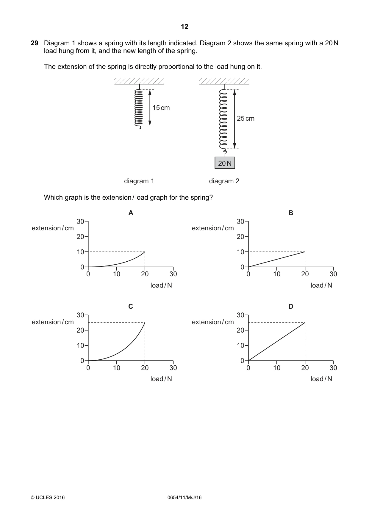 Cambridge IGCSE Sciences - Co-ordinated (Double) 0654 2016 May/June Paper 1 · Variant 1 question paper, page 12 of 20