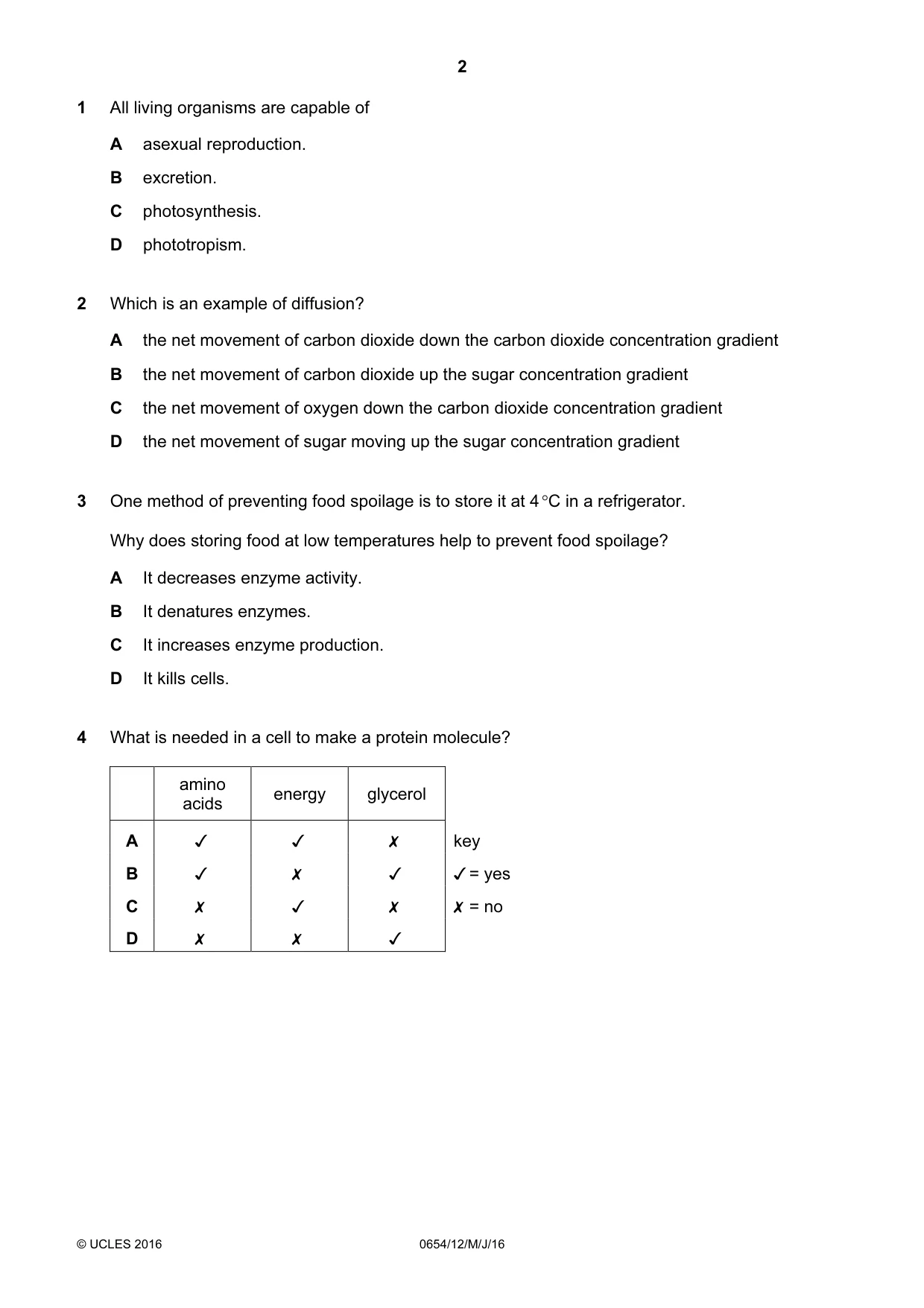 Cambridge IGCSE Sciences - Co-ordinated (Double) 0654 2016 May/June Paper 1 · Variant 2 question paper, page 2 of 20