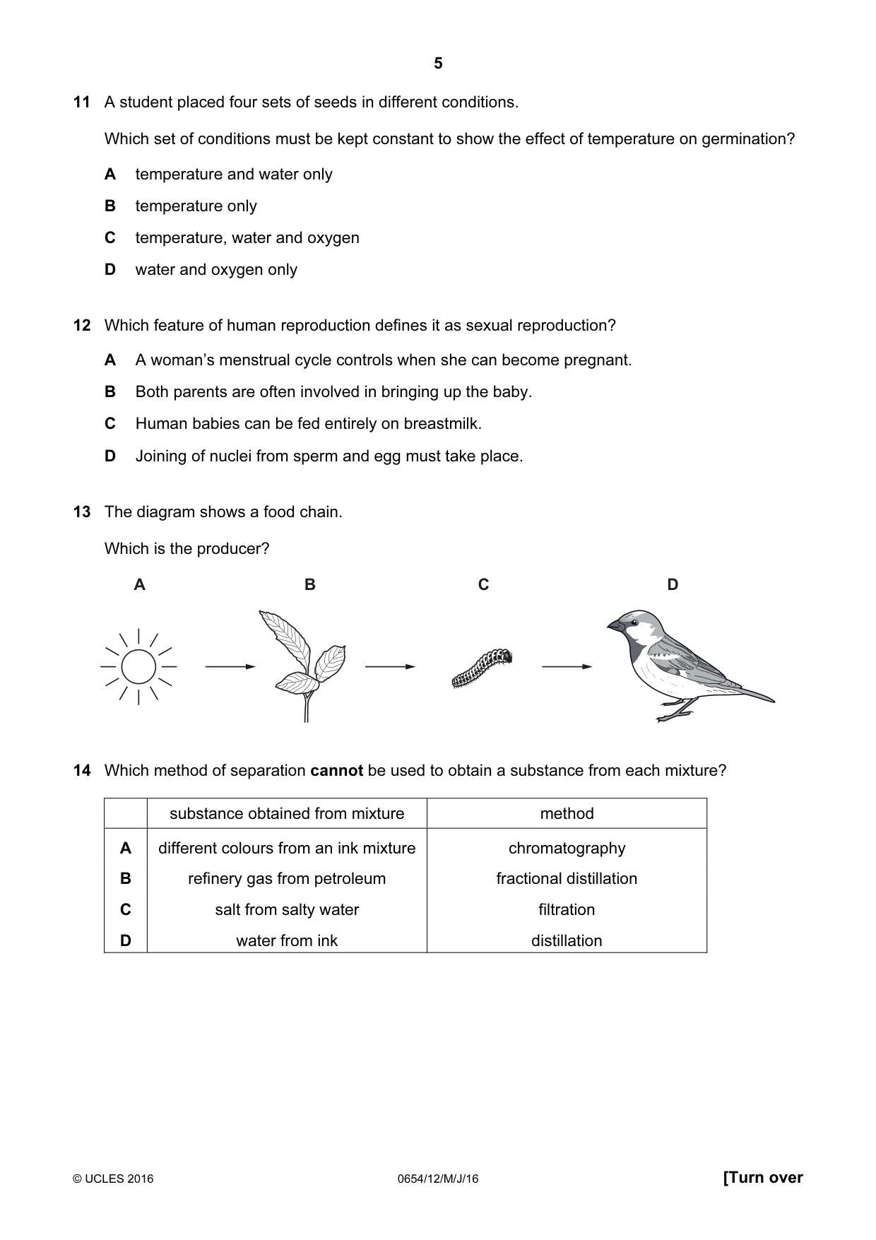Cambridge IGCSE Sciences - Co-ordinated (Double) 0654 2016 May/June Paper 1 · Variant 2 question paper, page 5 of 20
