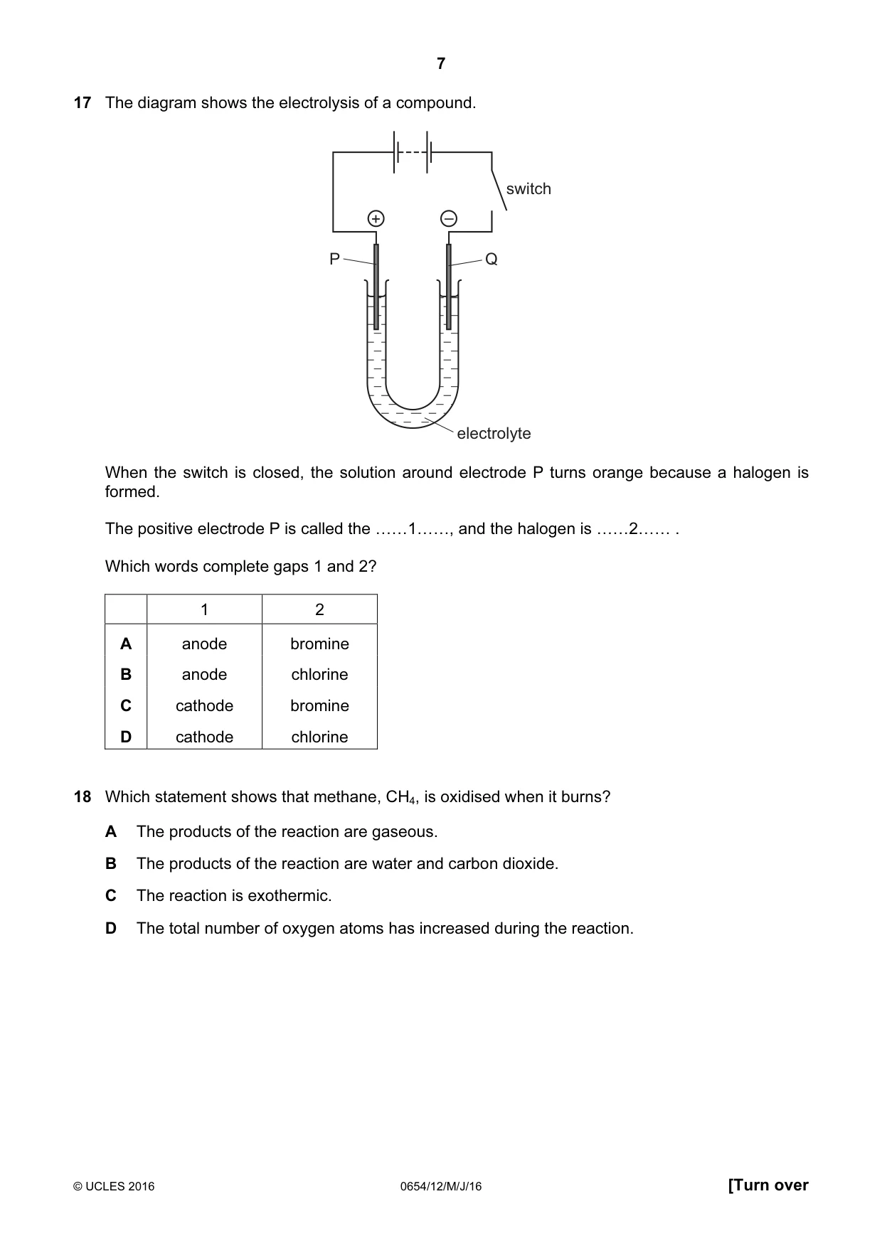 Cambridge IGCSE Sciences - Co-ordinated (Double) 0654 2016 May/June Paper 1 · Variant 2 question paper, page 7 of 20