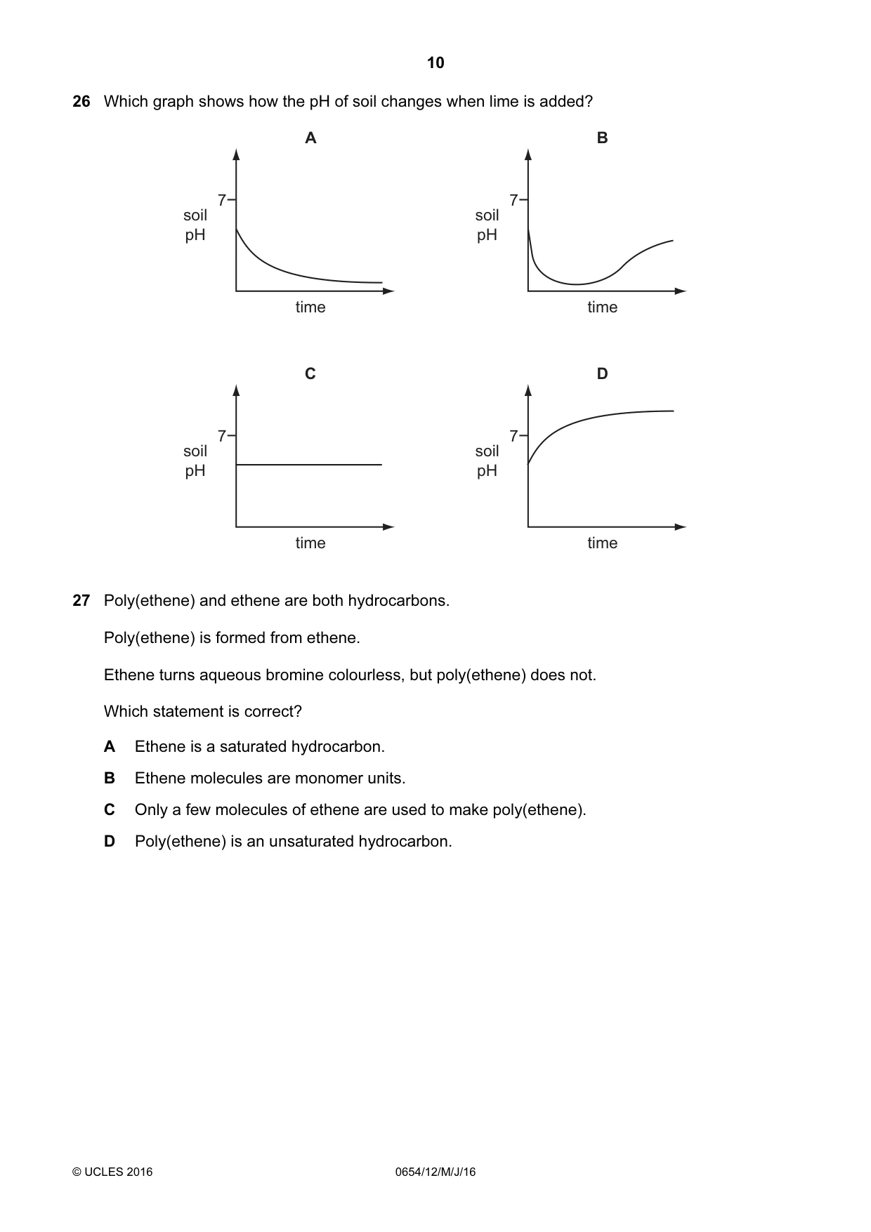 Cambridge IGCSE Sciences - Co-ordinated (Double) 0654 2016 May/June Paper 1 · Variant 2 question paper, page 10 of 20