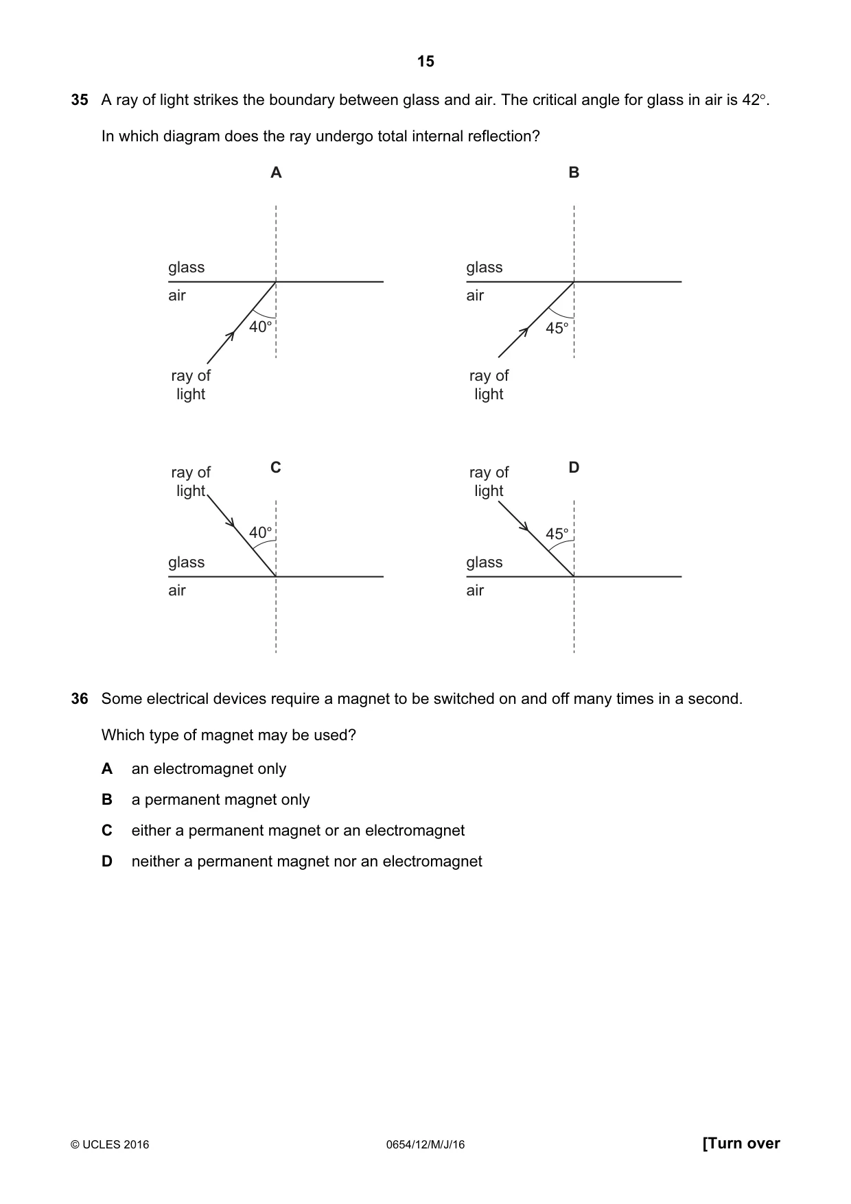 Cambridge IGCSE Sciences - Co-ordinated (Double) 0654 2016 May/June Paper 1 · Variant 2 question paper, page 15 of 20