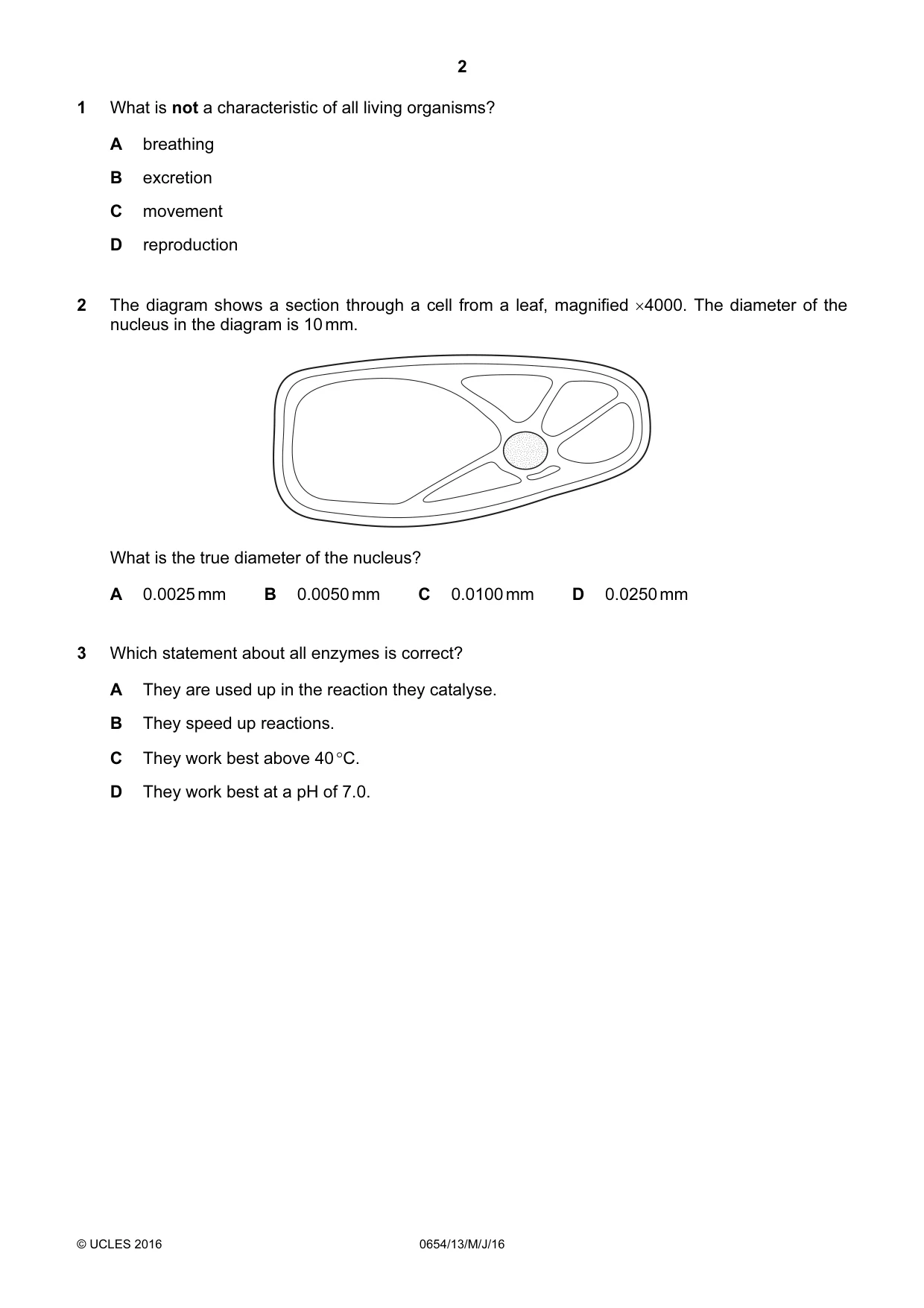 Cambridge IGCSE Sciences - Co-ordinated (Double) 0654 2016 May/June Paper 1 · Variant 3 question paper, page 2 of 20