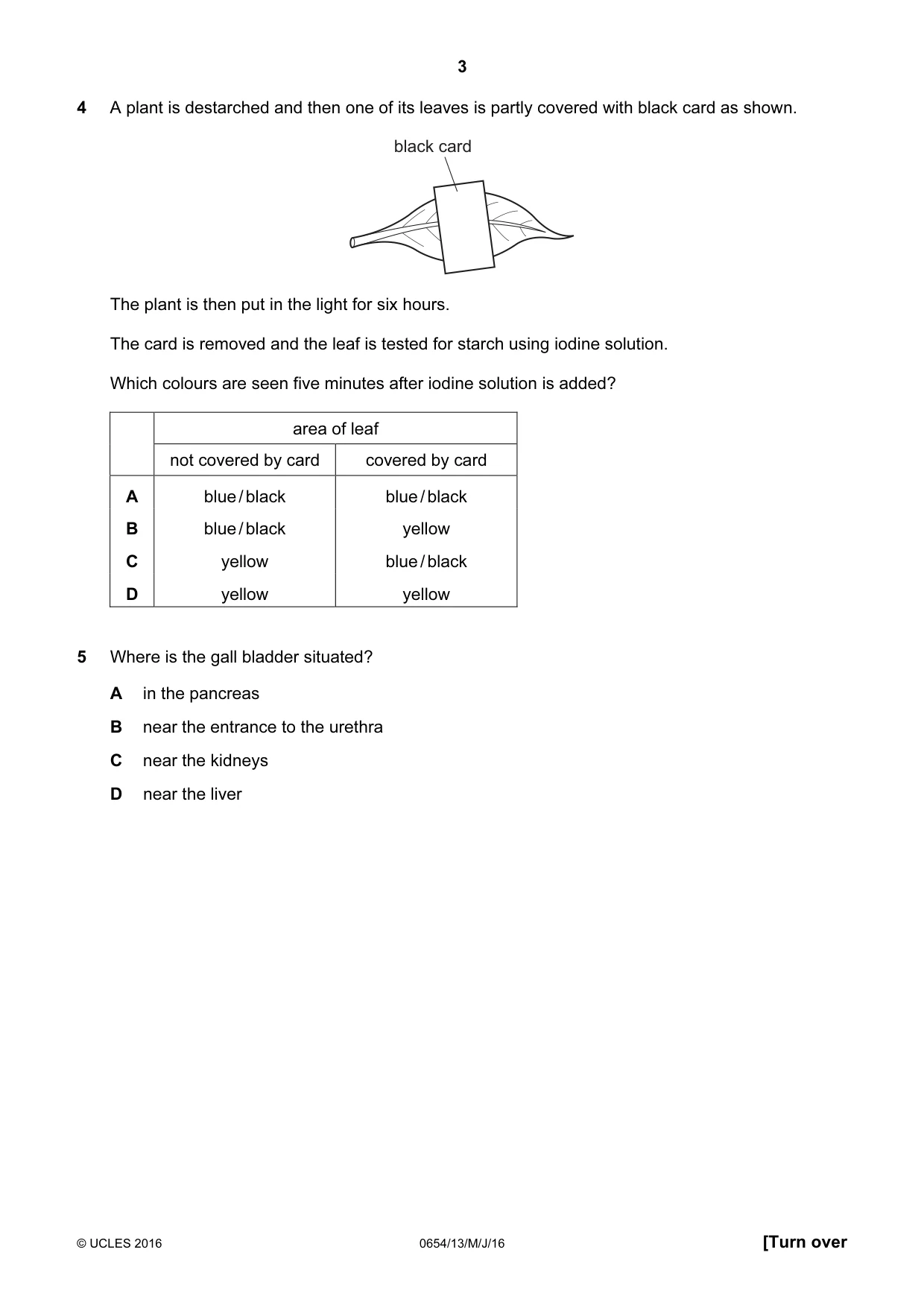 Cambridge IGCSE Sciences - Co-ordinated (Double) 0654 2016 May/June Paper 1 · Variant 3 question paper, page 3 of 20