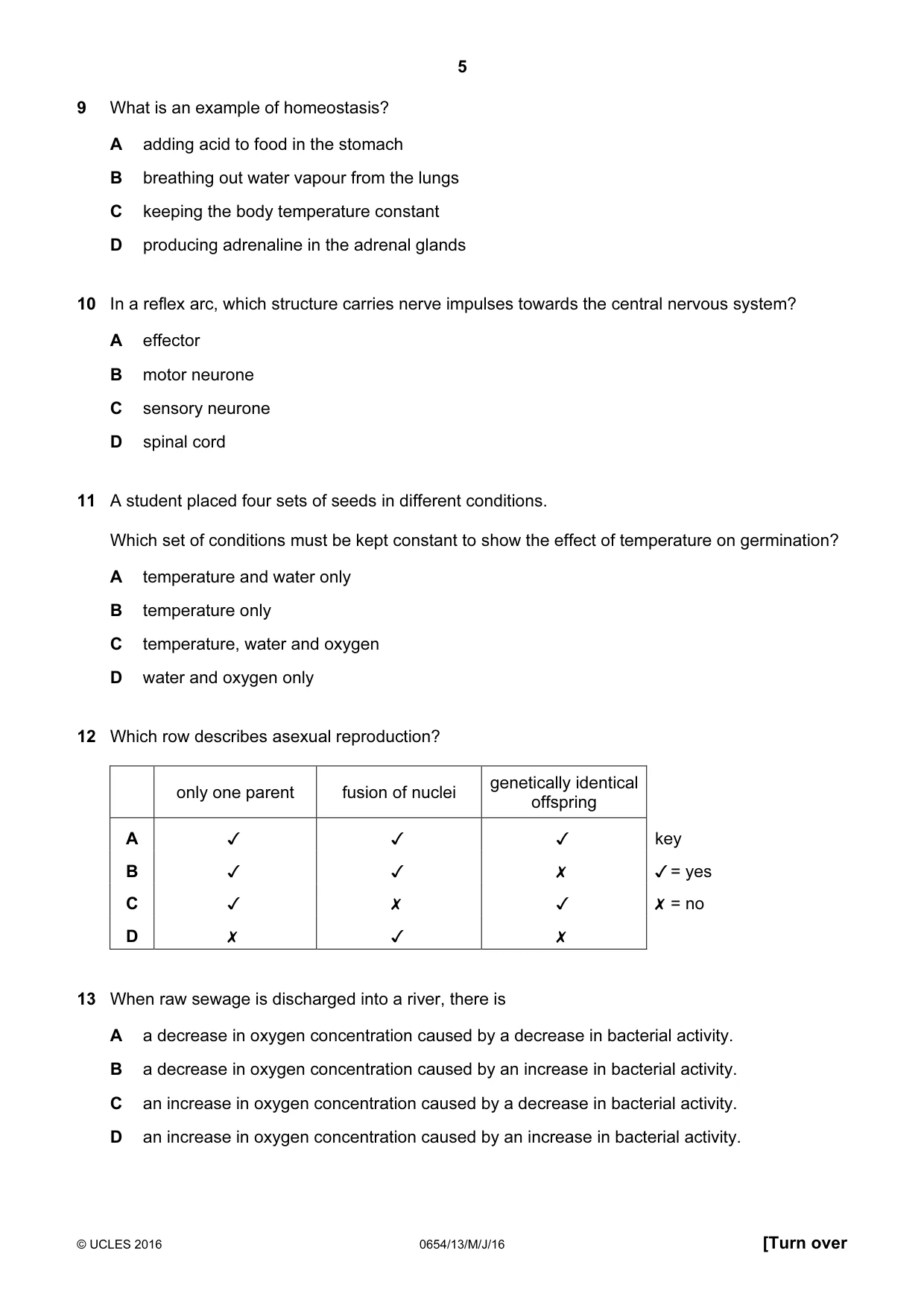 Cambridge IGCSE Sciences - Co-ordinated (Double) 0654 2016 May/June Paper 1 · Variant 3 question paper, page 5 of 20