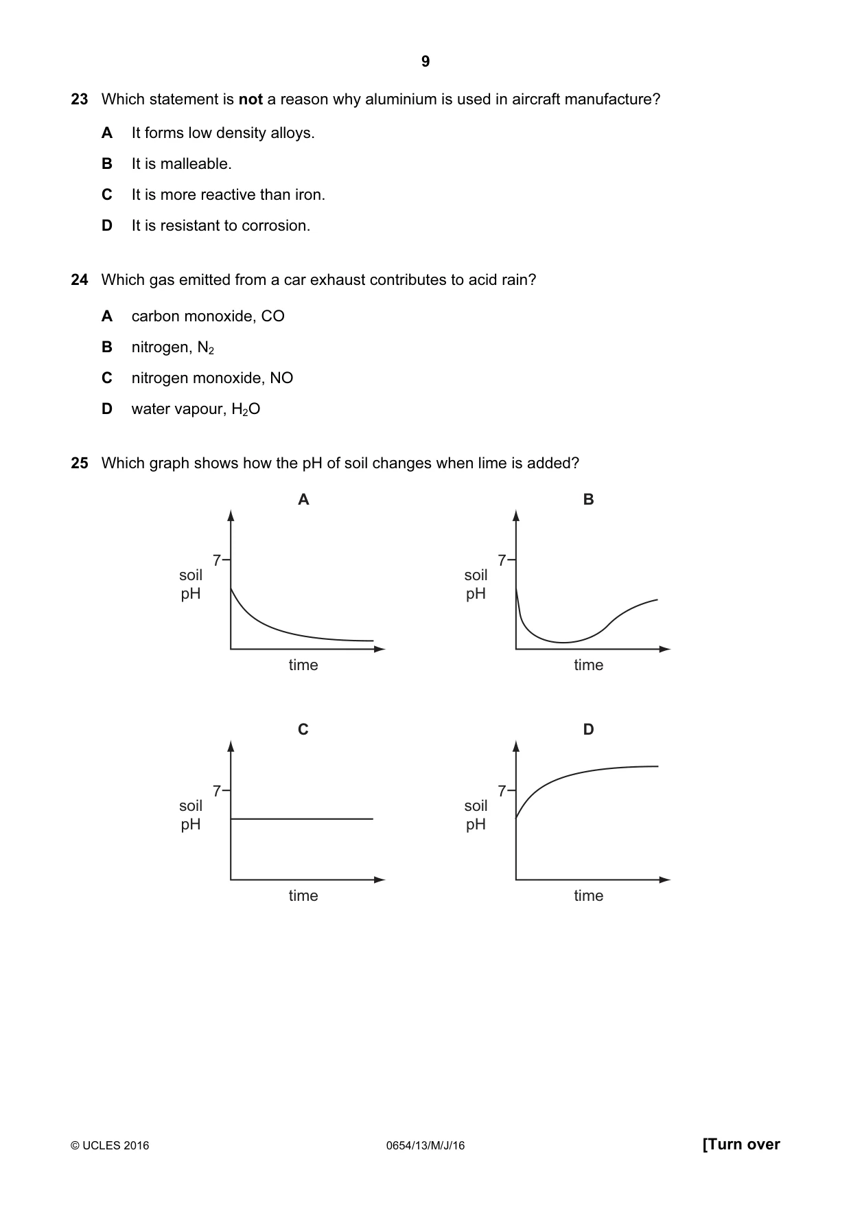 Cambridge IGCSE Sciences - Co-ordinated (Double) 0654 2016 May/June Paper 1 · Variant 3 question paper, page 9 of 20