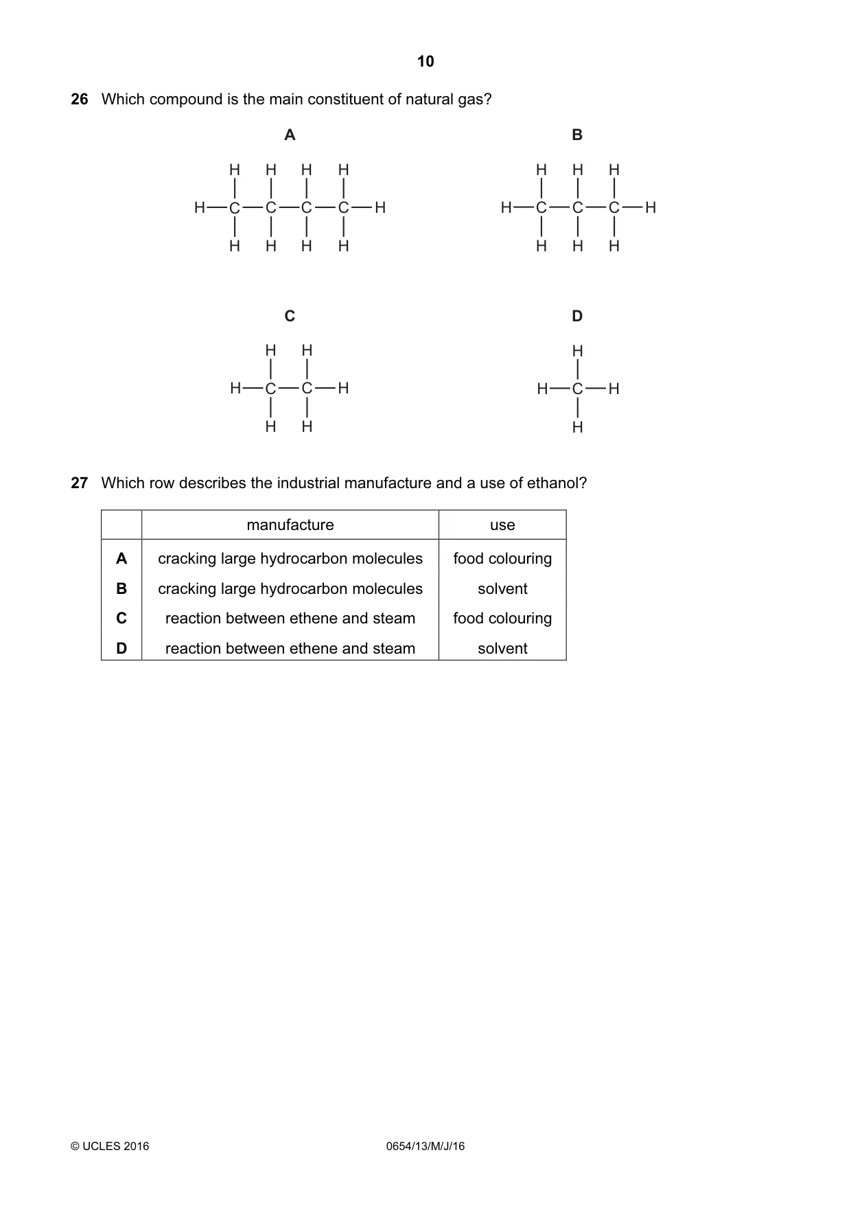 Cambridge IGCSE Sciences - Co-ordinated (Double) 0654 2016 May/June Paper 1 · Variant 3 question paper, page 10 of 20