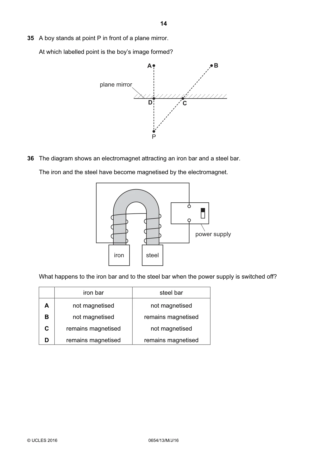 Cambridge IGCSE Sciences - Co-ordinated (Double) 0654 2016 May/June Paper 1 · Variant 3 question paper, page 14 of 20