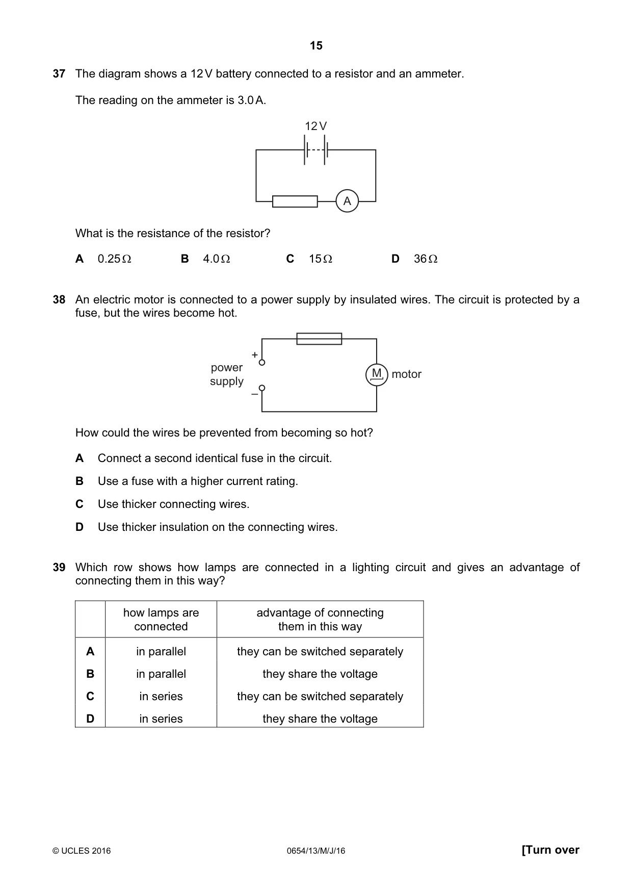 Cambridge IGCSE Sciences - Co-ordinated (Double) 0654 2016 May/June Paper 1 · Variant 3 question paper, page 15 of 20