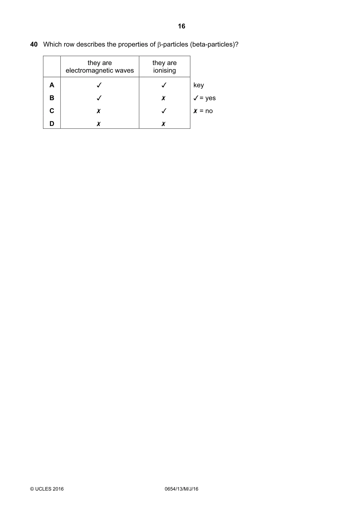 Cambridge IGCSE Sciences - Co-ordinated (Double) 0654 2016 May/June Paper 1 · Variant 3 question paper, page 16 of 20