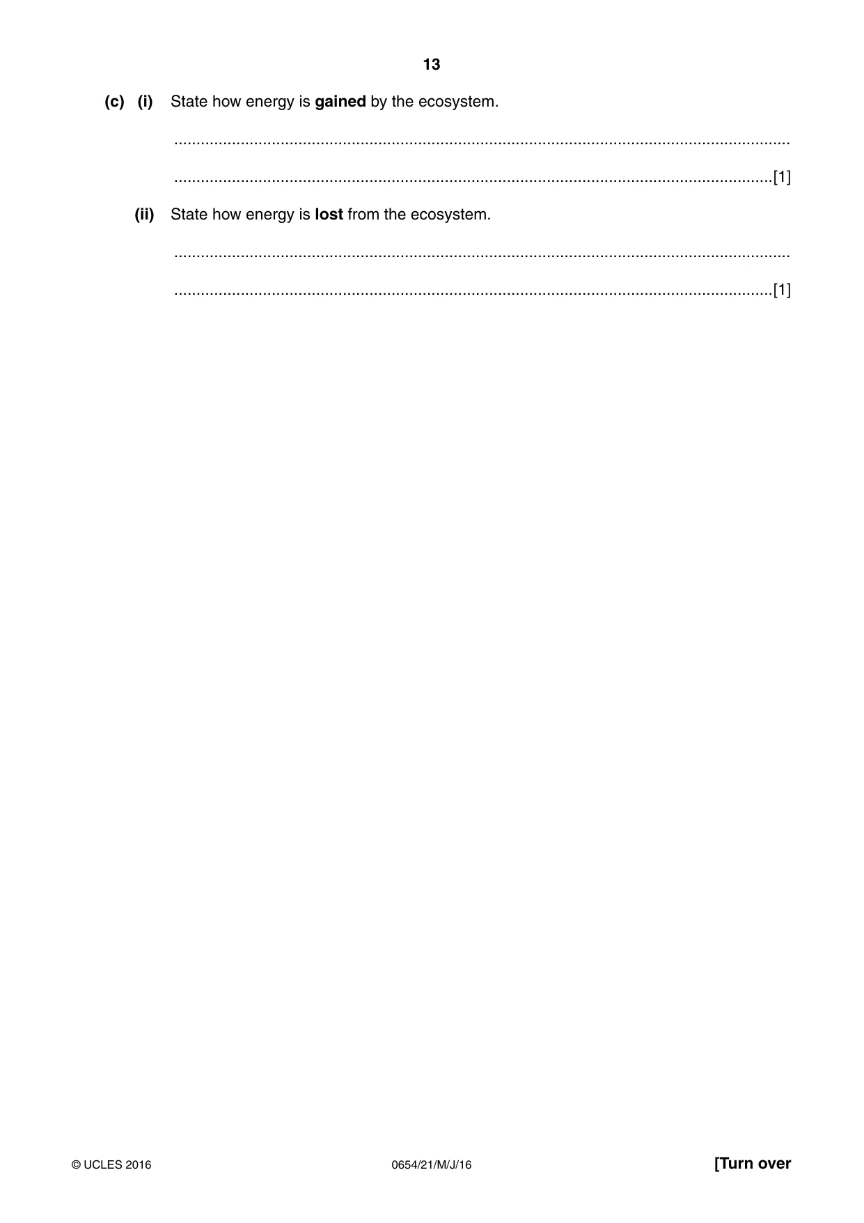Cambridge IGCSE Sciences - Co-ordinated (Double) 0654 2016 May/June Paper 2 · Variant 1 question paper, page 13 of 28