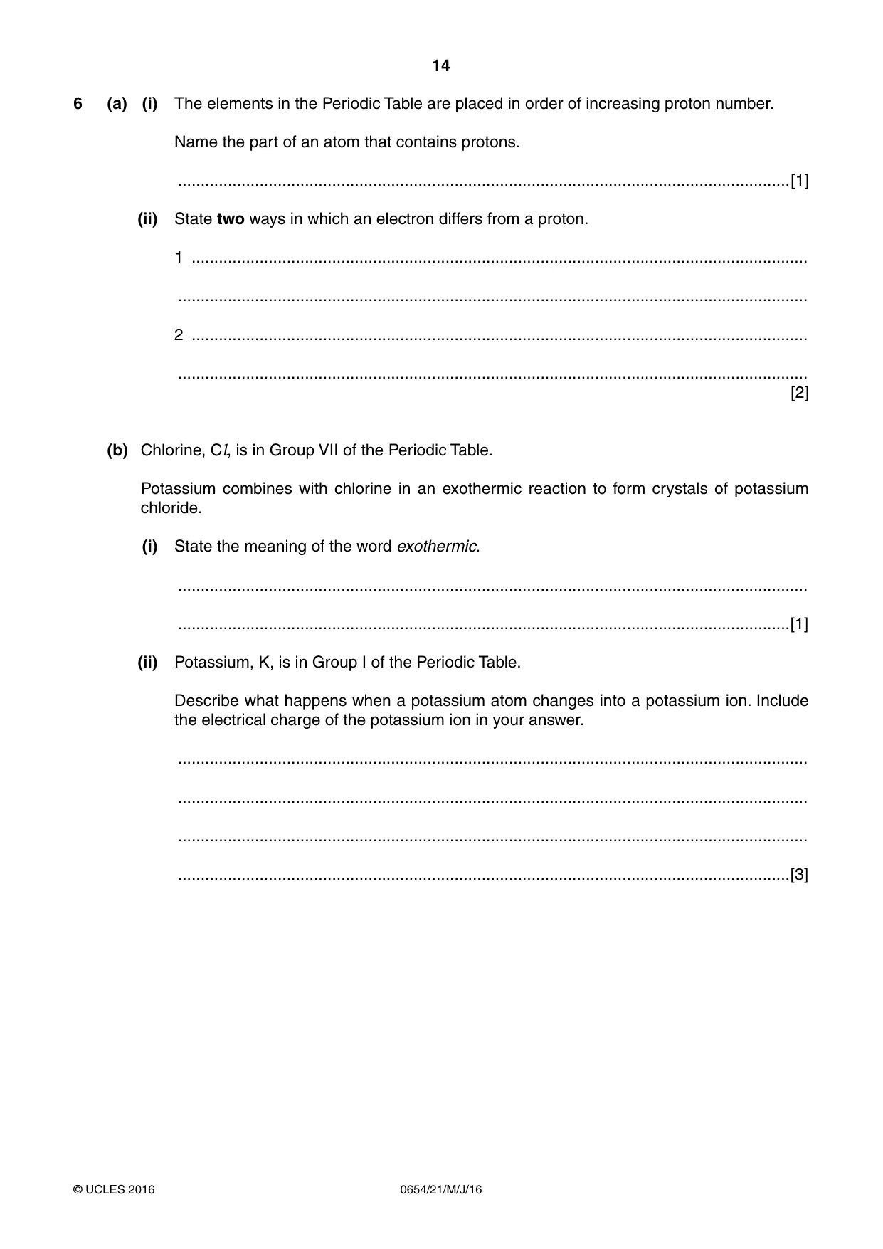 Cambridge IGCSE Sciences - Co-ordinated (Double) 0654 2016 May/June Paper 2 · Variant 1 question paper, page 14 of 28