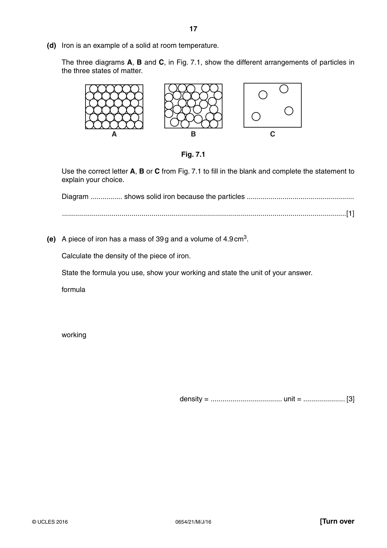 Cambridge IGCSE Sciences - Co-ordinated (Double) 0654 2016 May/June Paper 2 · Variant 1 question paper, page 17 of 28