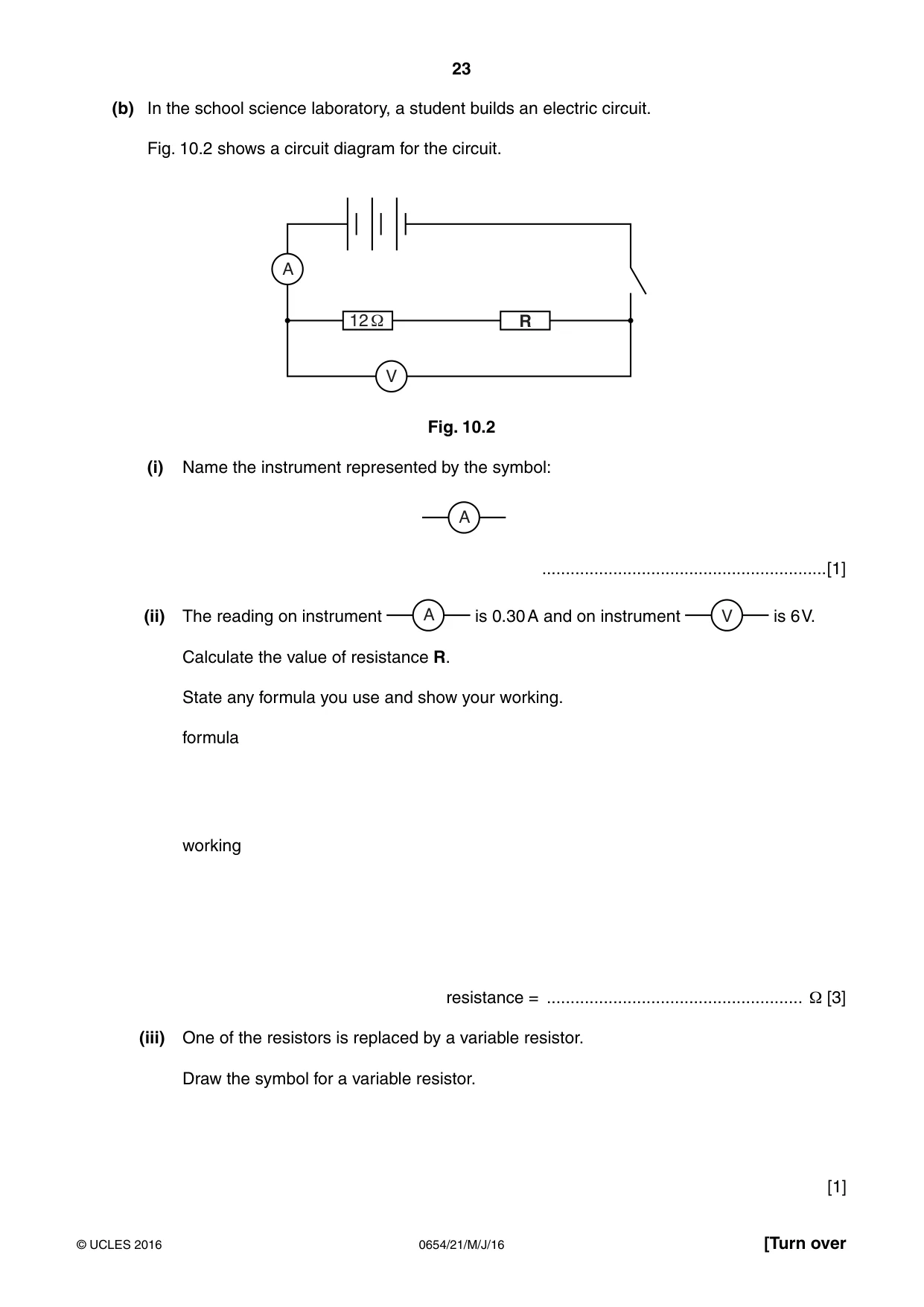Cambridge IGCSE Sciences - Co-ordinated (Double) 0654 2016 May/June Paper 2 · Variant 1 question paper, page 23 of 28