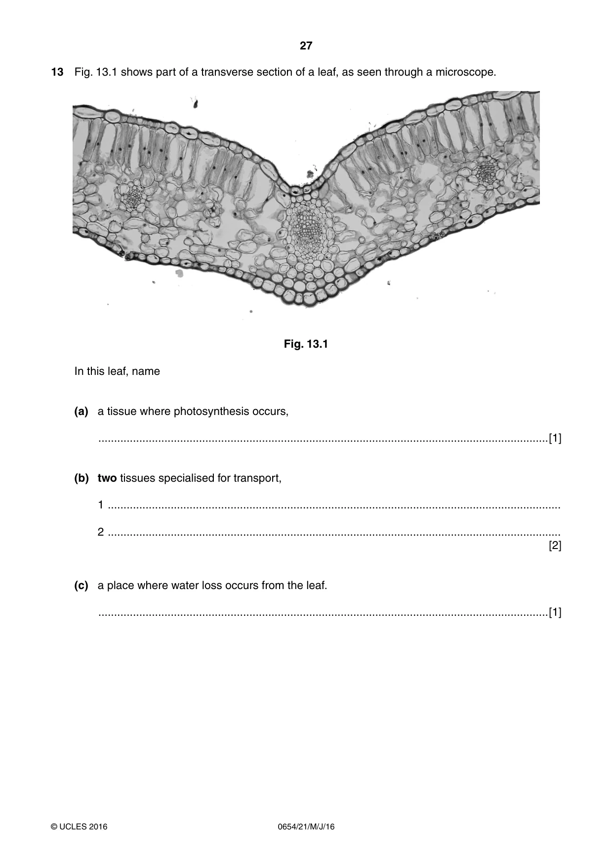 Cambridge IGCSE Sciences - Co-ordinated (Double) 0654 2016 May/June Paper 2 · Variant 1 question paper, page 27 of 28