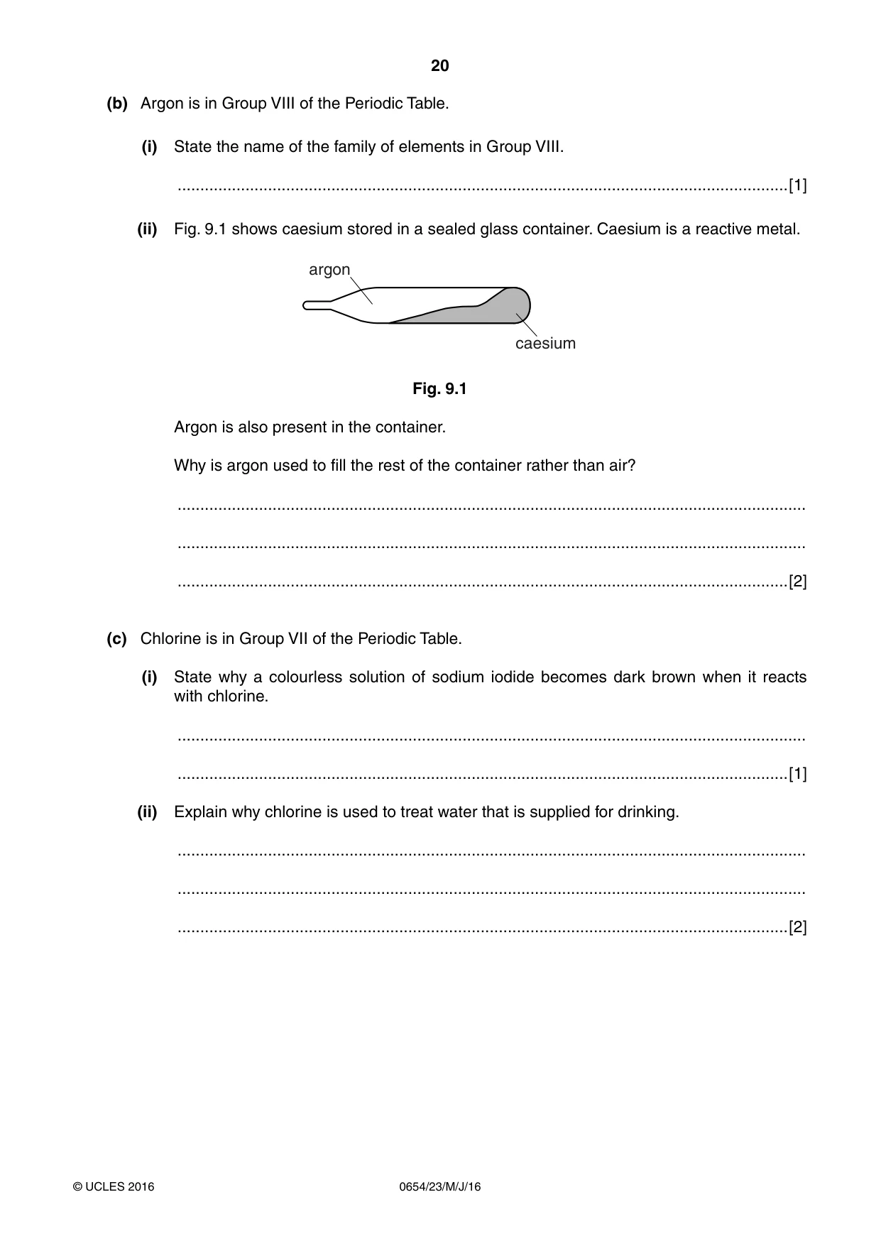 Cambridge IGCSE Sciences - Co-ordinated (Double) 0654 2016 May/June Paper 2 · Variant 3 question paper, page 20 of 32