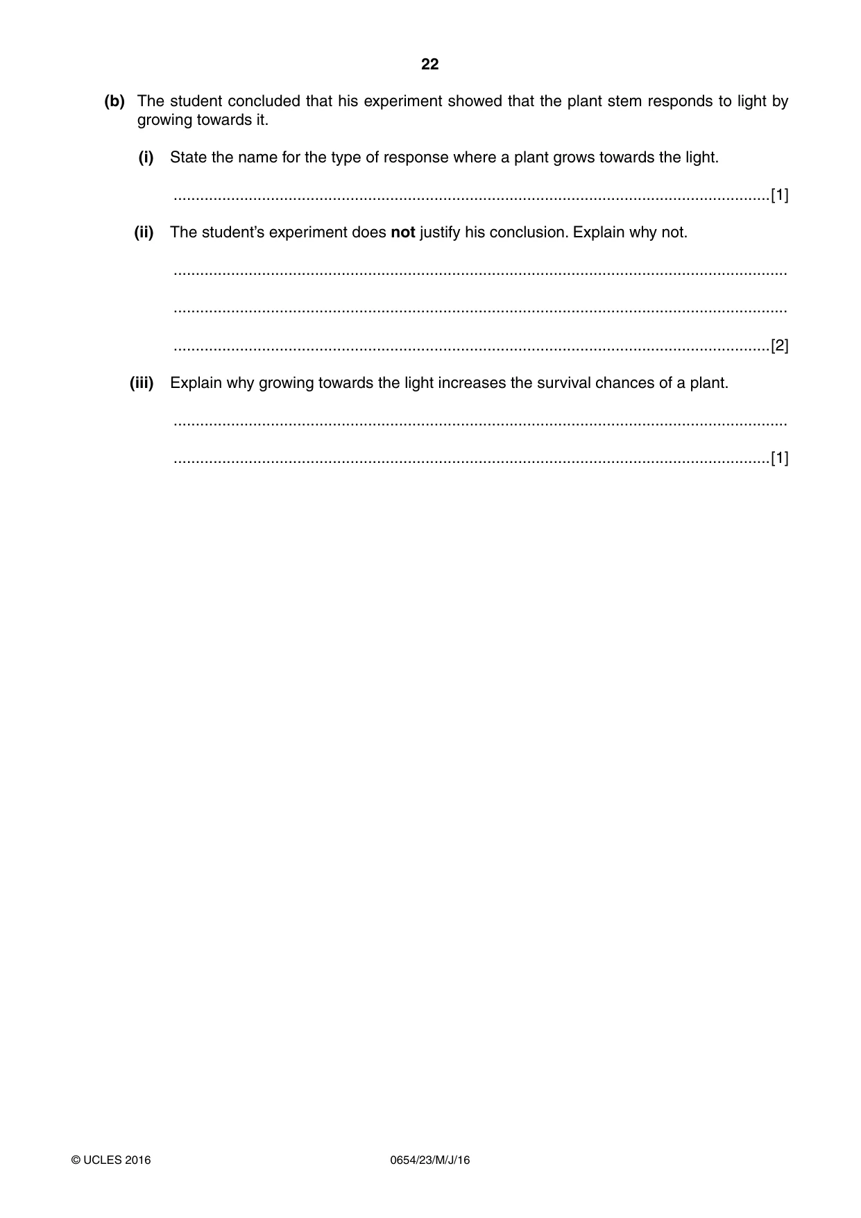 Cambridge IGCSE Sciences - Co-ordinated (Double) 0654 2016 May/June Paper 2 · Variant 3 question paper, page 22 of 32
